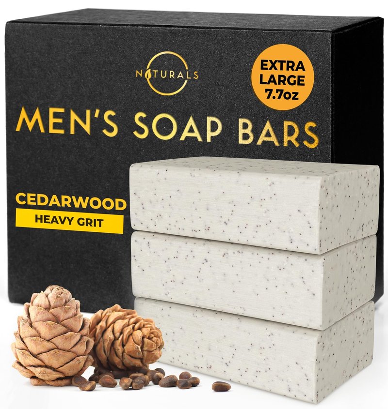 O Naturals 5PC Mens Soap Gift Sets, Gifts for Men, Organic Bar Soap for Men, Mens Gift Set Exfoliating Soap Cedarwood & Mint, Mens Bar Soap in Citrus, Olive Oil, African Black Soap, Soap Gifts For Men