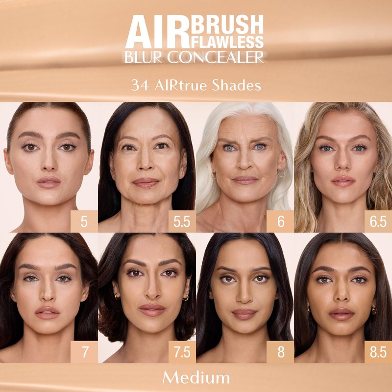 Charlotte Tilbury AIRbrush Flawless Blur Concealer - Concealer for Dark Circles, Blemishes & More - Hydrating, Full Coverage with a Natural Matte Finish - 8.5 Medium