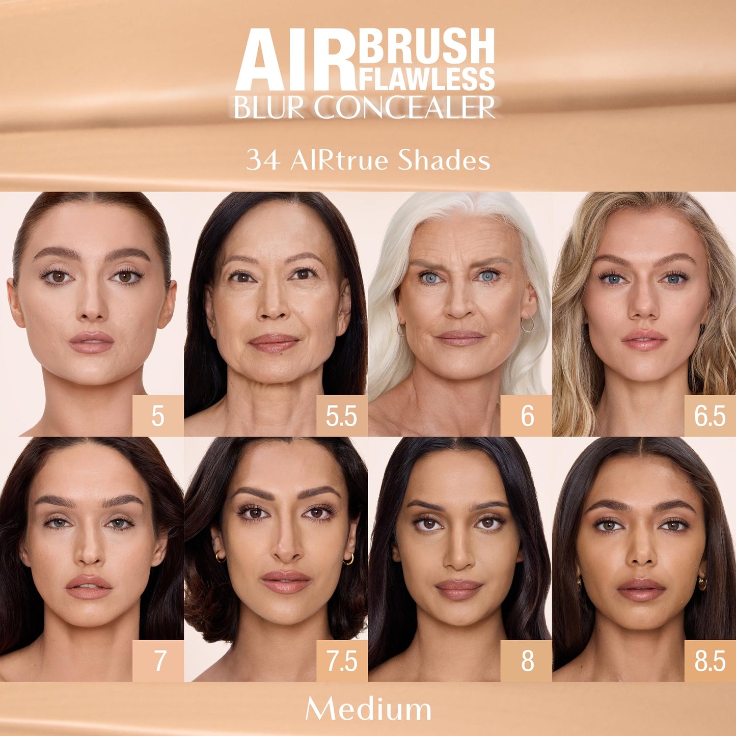 Charlotte Tilbury AIRbrush Flawless Blur Concealer - Concealer for Dark Circles, Blemishes & More - Hydrating, Full Coverage with a Natural Matte Finish - 5.5 Medium