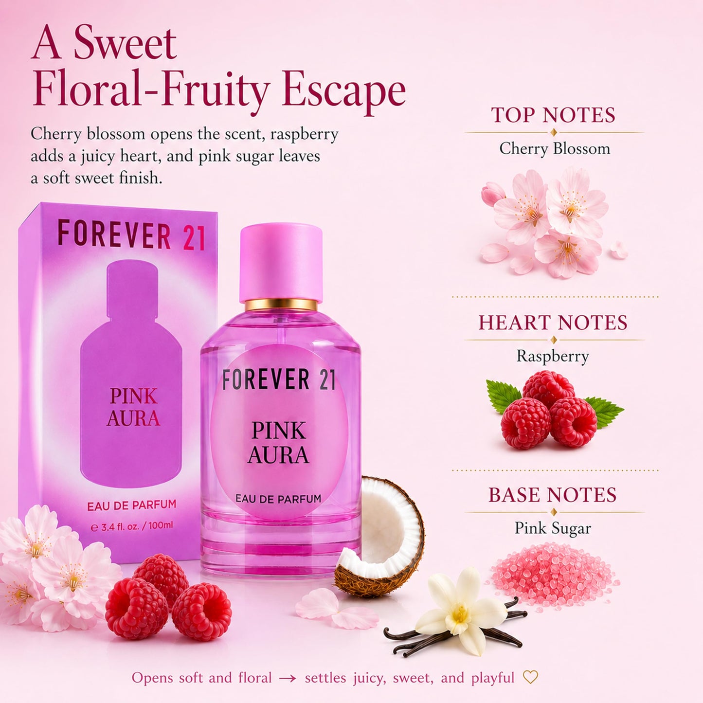 Pink Aura Eau de Parfum 3.4 fl. oz. for Her, by Forever 21