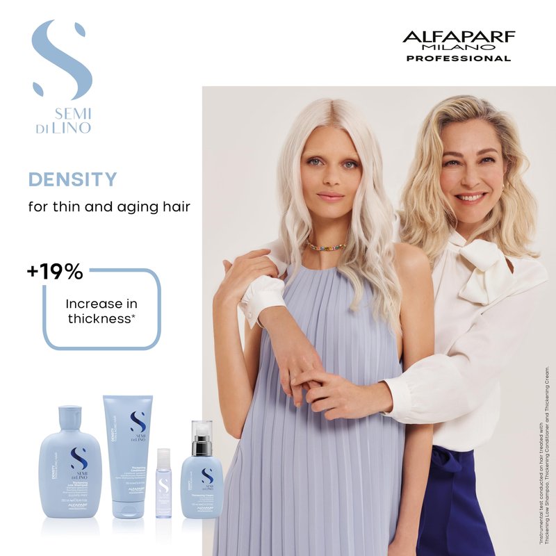 ALFAPARF MILANO Semi di Lino Density Shampoo for Thinning Hair - Color Safe Thickening Shampoo for Hair Loss - Sulfate Free - Adds Body & Volume - Revitalized, Youthful & Thicker Locks - 8.45 fl oz