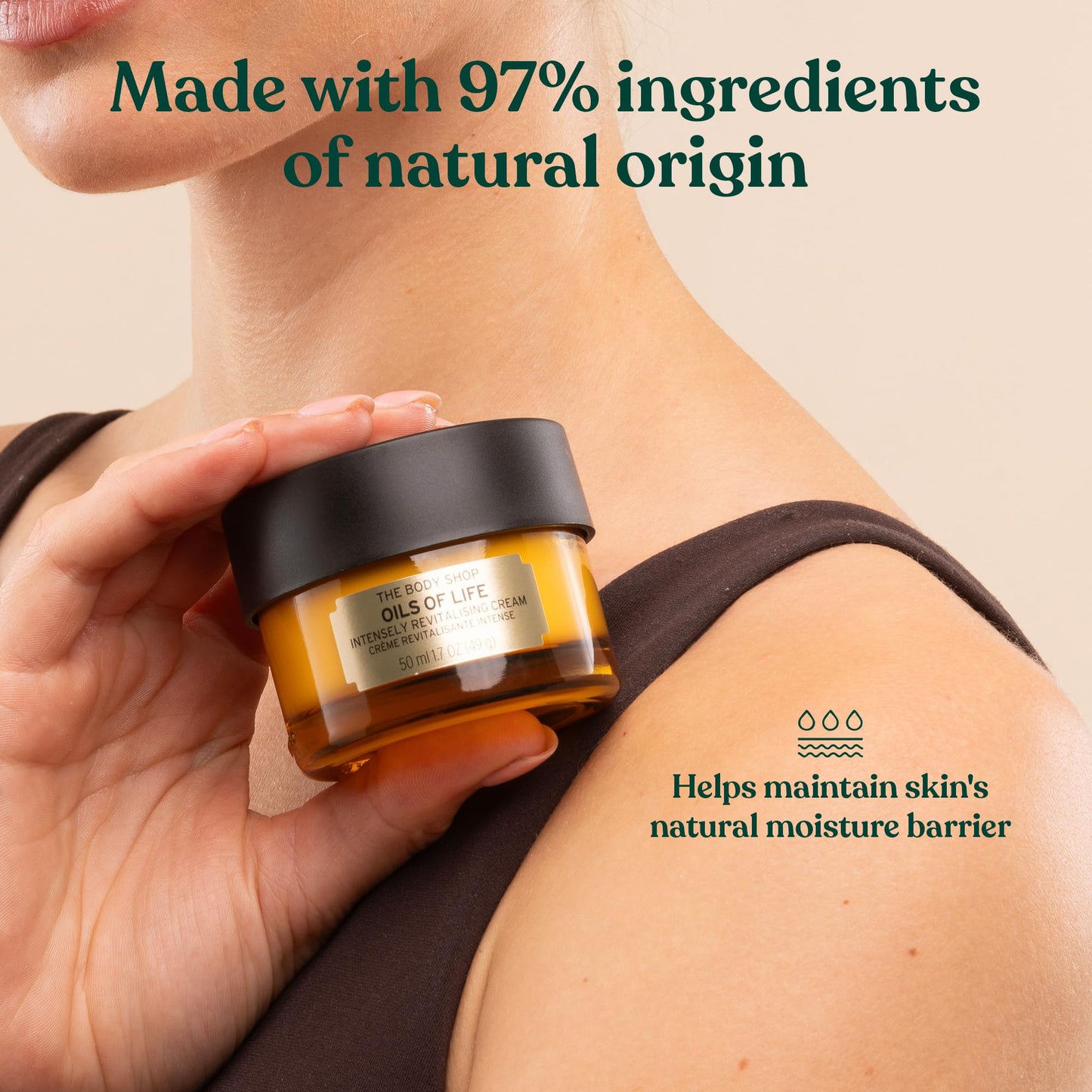 The Body Shop Oils of Life Intensely Revitalizing Cream - Lightweight, Nourishing Cream - Revitalizes Skin - 1.7 Fl Oz