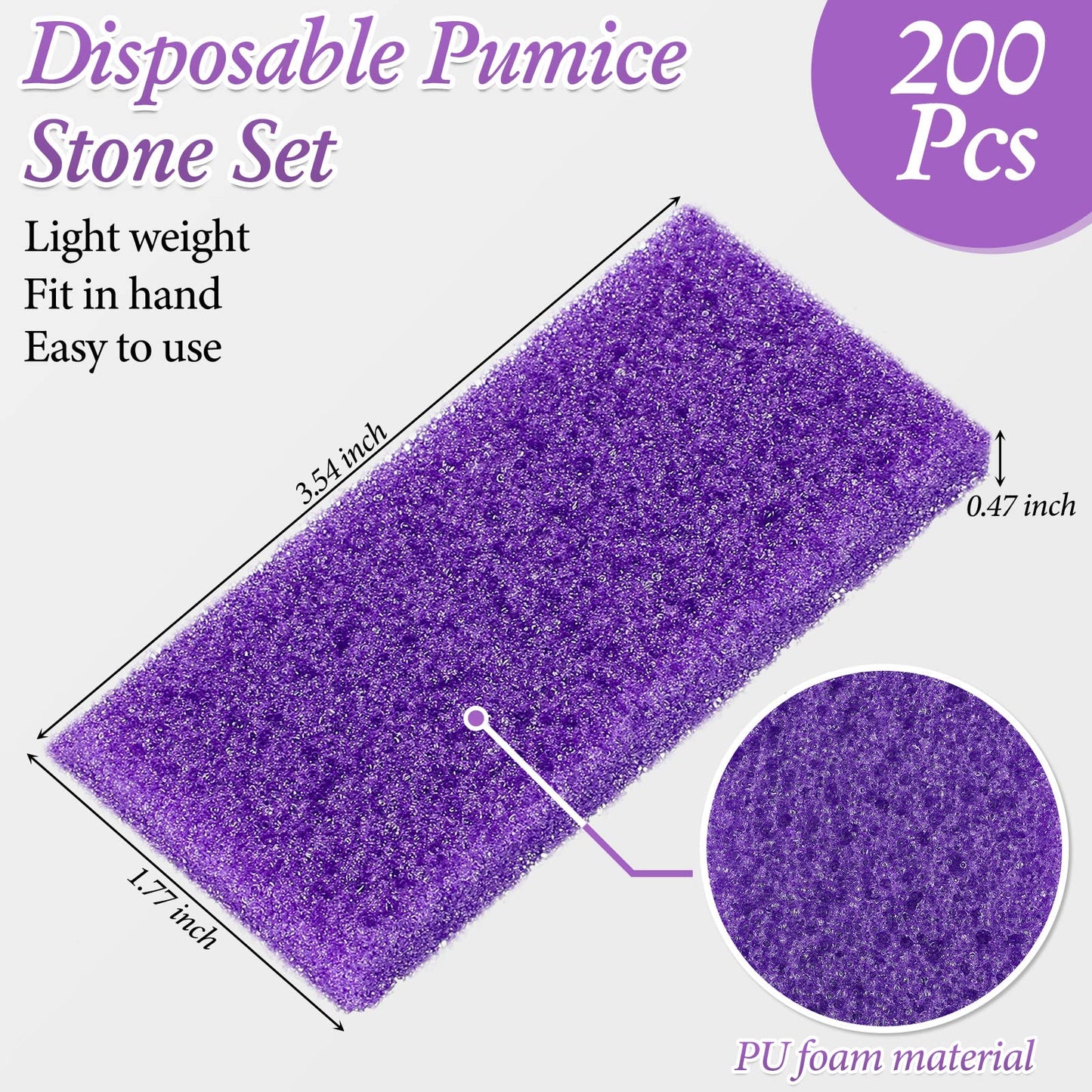 Dunzy 200 Pcs Disposable Pumice Stones for Feet, Professional Pedicure Callus Remover Blocks for Spa Salon Pedicure Supplies, Foot Exfoliating Scrubber for Dead Skin and Heel Care