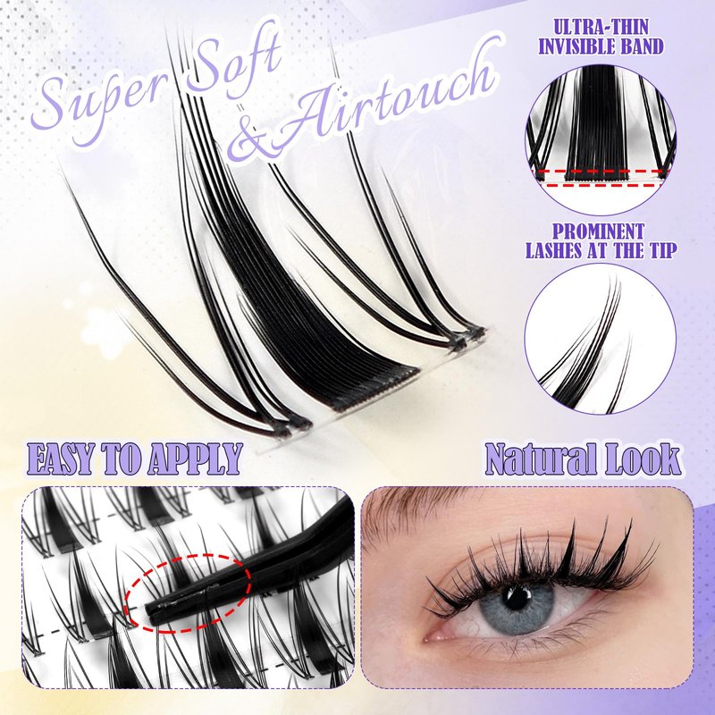 Arison Lashes Lashes Clusters Kit Manga Individual Fairy Eyelash Extensions Spiky Anime Eyelash Lash Cosplay DIY(Fairy Lashes-D-10-18Mix)