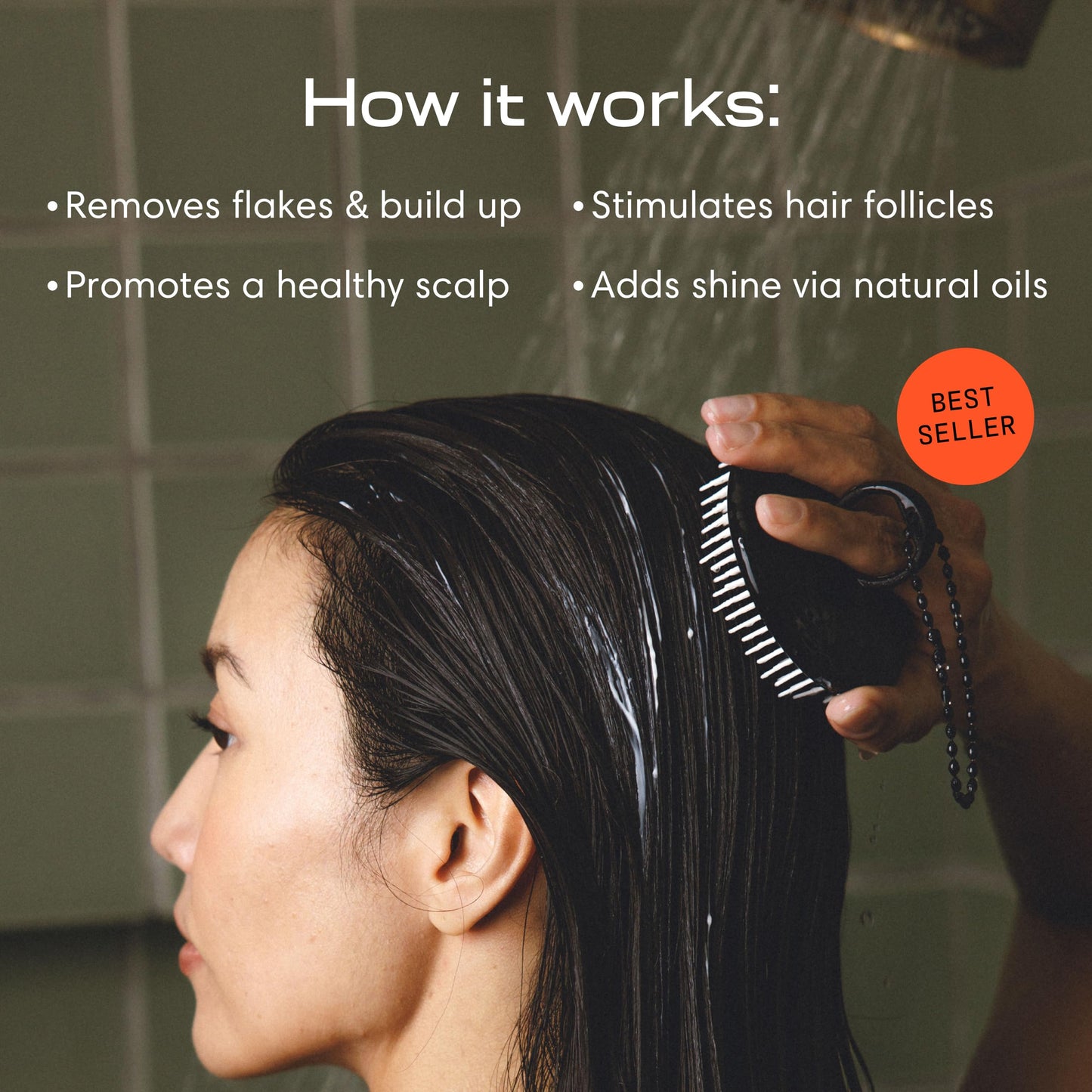 Jupiter Scalp Exfoliator - Scalp Massager Tool for Wet & Dry Hair - Ergonomic Detangler Brush - Dandruff Comb & Scrub to Remove Dandruff & Buildup and Support Circulation - Black/White