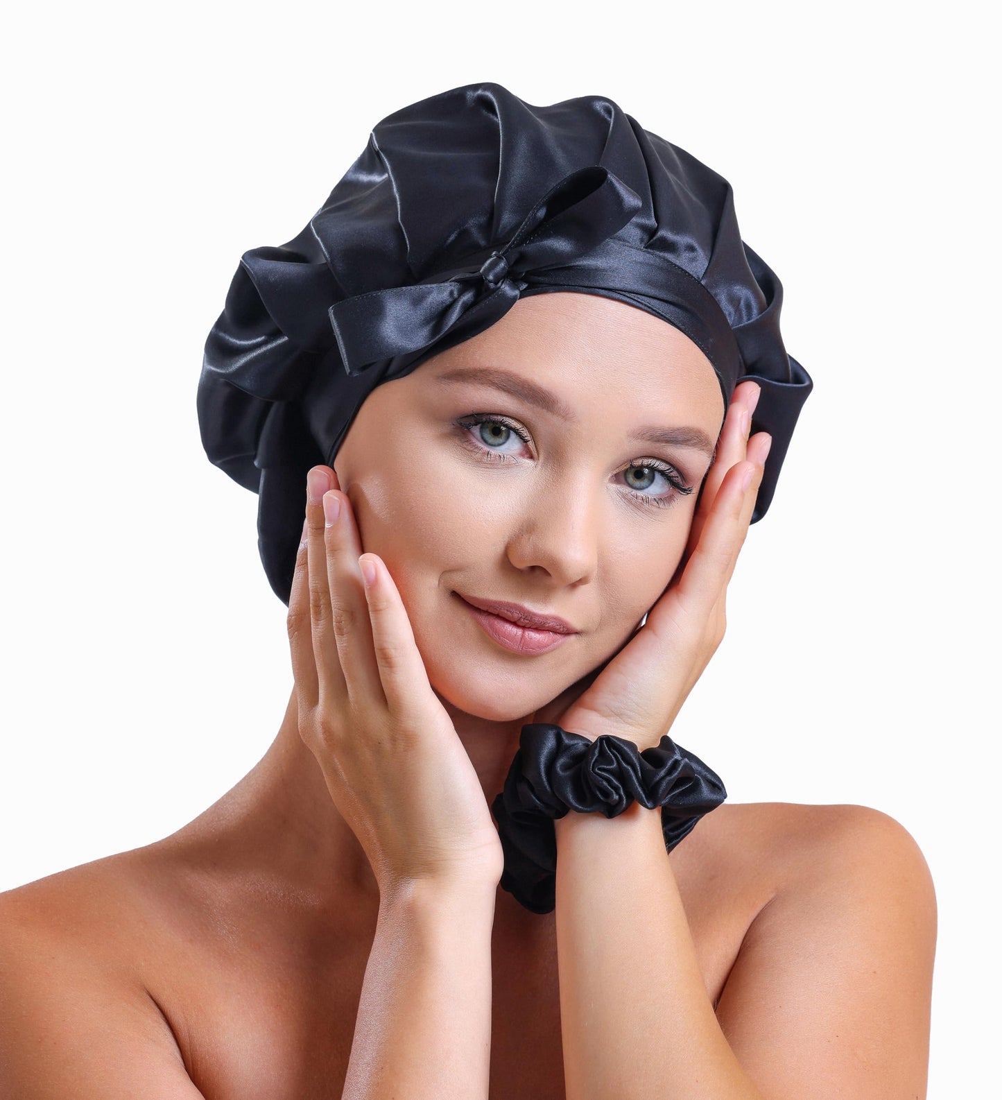 Venera 100% Pure 22 Momme Mulberry Silk Hair Bonnet - Silk Cap for Sleeping with Adjustable Ribbons - Pink
