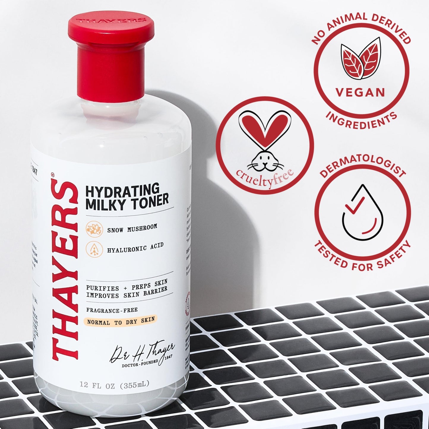THAYERS Milky Hydrating Face Toner with Snow Mushroom Tremella, Hyaluronic Acid and Elderflower, Dermatologist Recommended Gentle Alcohol Free Skincare for Dry & Sensitive Skin, Paraben Free, 3 Fl Oz