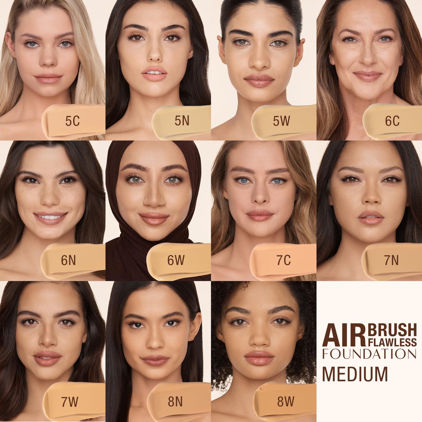 Charlotte Tilbury Airbrush Flawless Matte Foundation - Full Coverage Liquid Makeup with a Natural-Matte Finish - Smoothes & Blurs Pores - Waterproof & Transfer Resistant - 5 Neutral