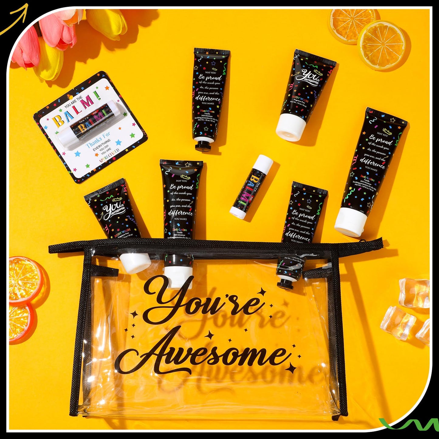 Dimsile 25 Pieces Christmas Employee Appreciation Gifts Bulk Lip Balm Hand Body Lotions Teacher Staff Team Thank You Gifts Christmas Stocking Stuffers for Women Men Volunteer