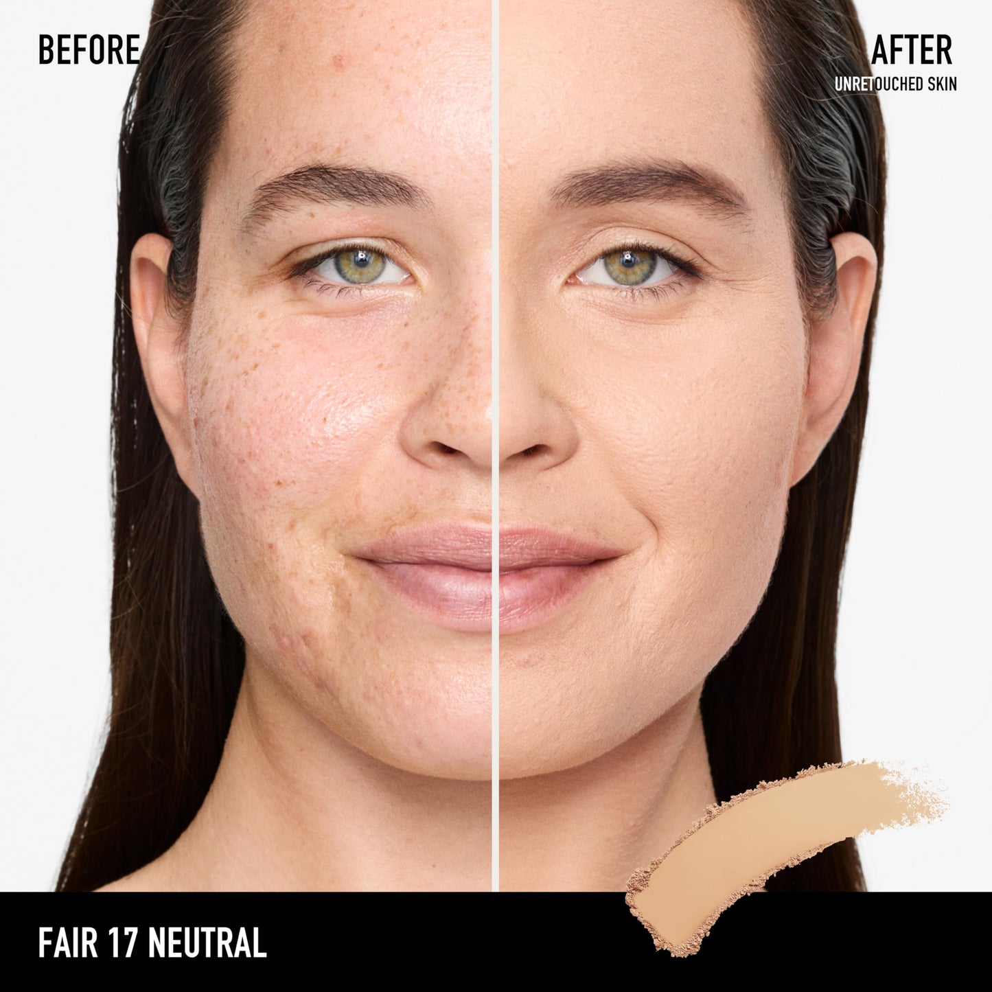 bareMinerals Barepro 24HR Skin-Perfecting Powder Foundation, Matte Pressed Powder Foundation Full Coverage with Plant-Based Squalene, Oil Control, Vegan - Fair 17 Neutral