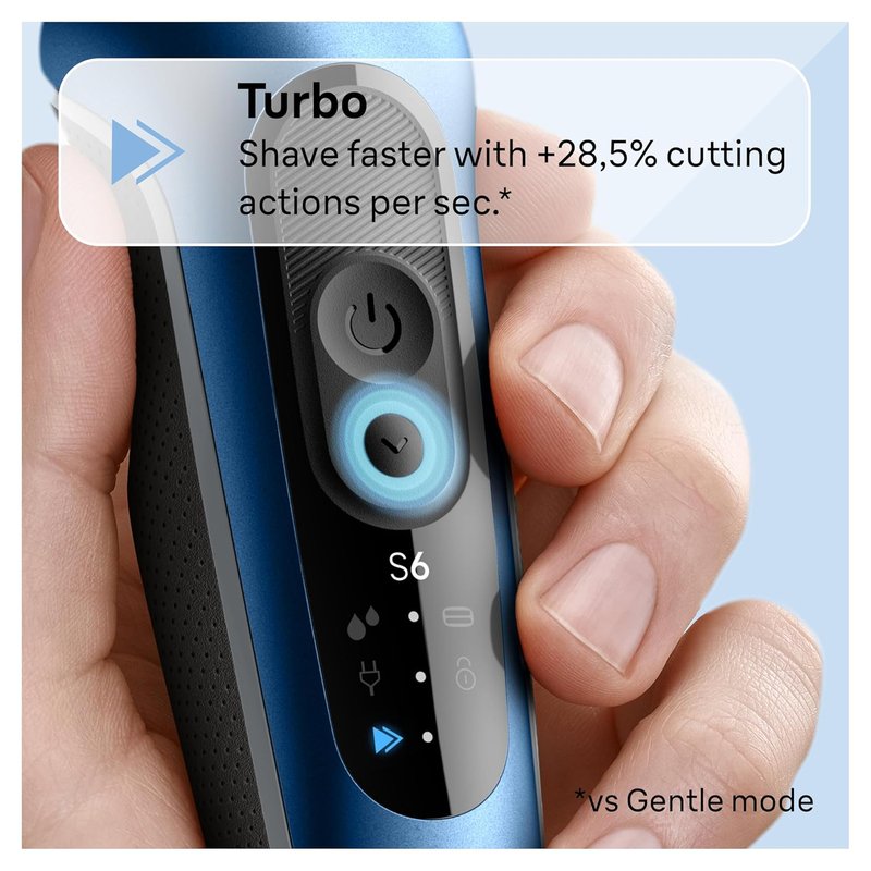 Braun Electric Shaver for Men - Series 6 6120s | Wet & Dry Shaving, Turbo & Gentle Modes, Precision Trimmer, Blue