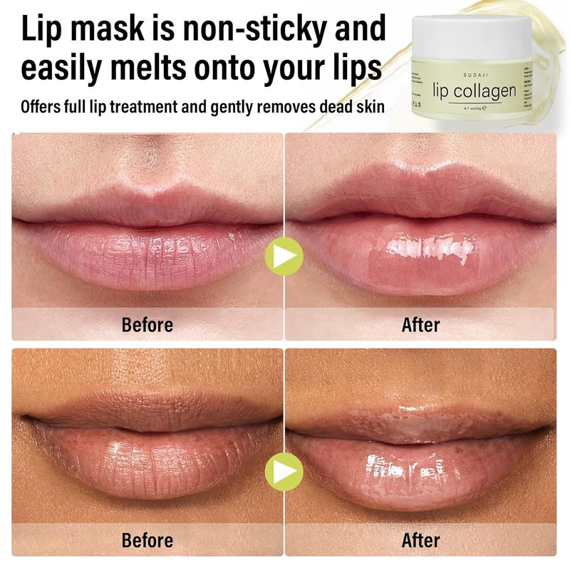 Lip Collagen + Peptide Mask | Nourishing Hydrating Lip Balm with Vitamins E & A - 0.7oz Coconut Flavor