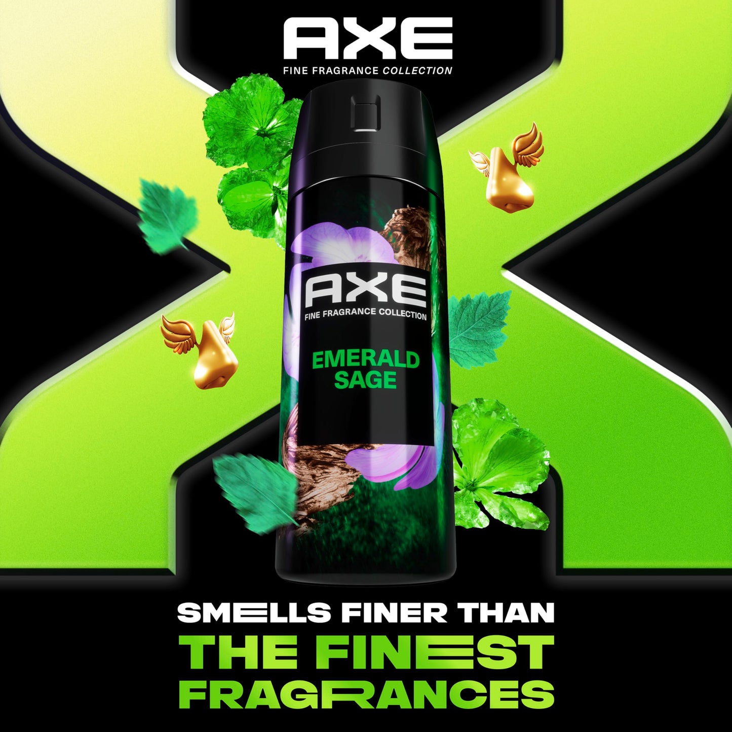 AXE Fine Fragrance Collection Premium Deodorant Body Spray for Men Emerald Sage with 72H Odor Protection and Freshness Infused with Geranium, Cedar, and Patchouli Essential Oils 4 oz