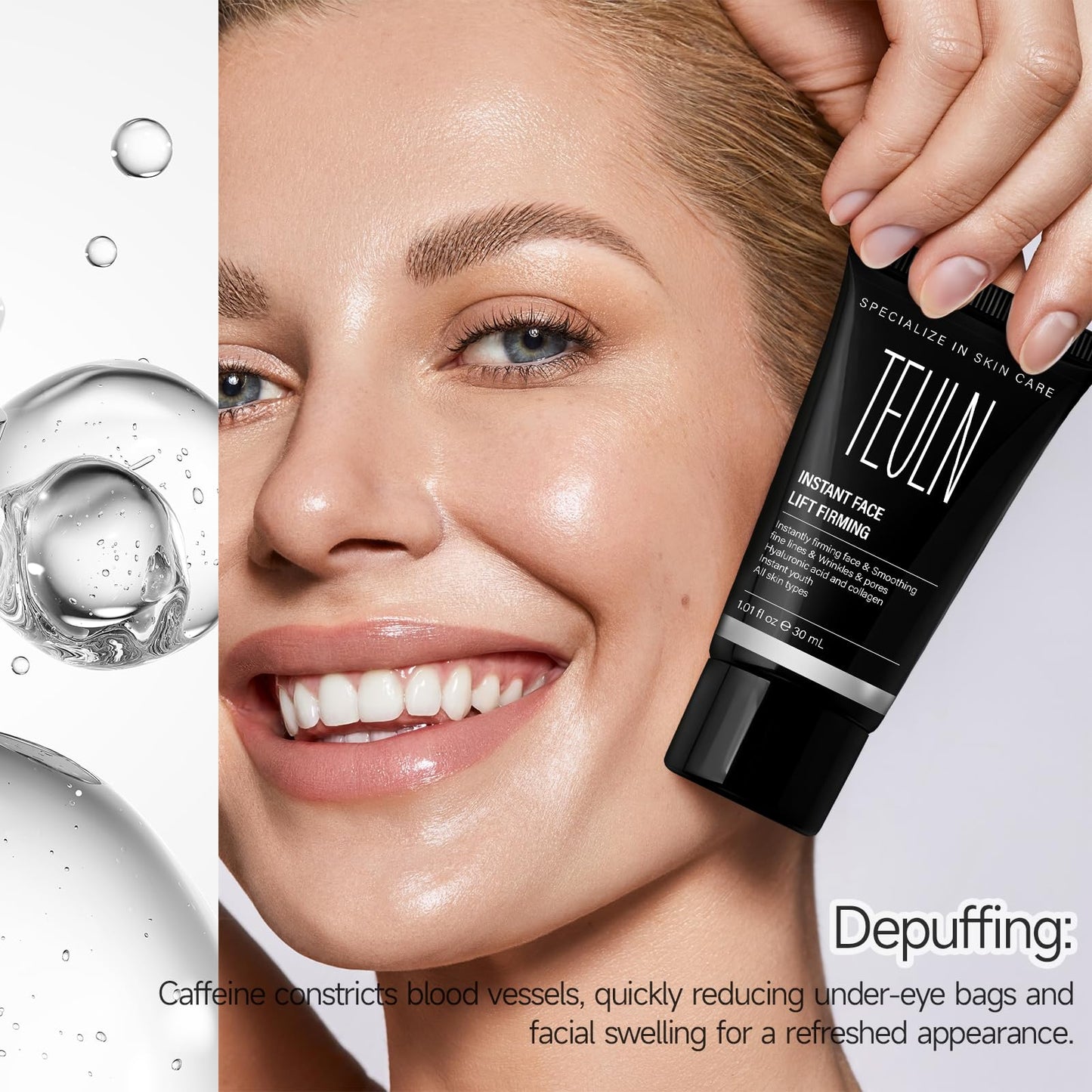 TEULN Instant Face Lift Cream,Instant Face Tightener, Smoothing Fine Lines, Wrinkles and Pores,face Tightening and Lifting，Rapidly Improves the Look of Aged Skin 30ml/1.01oz