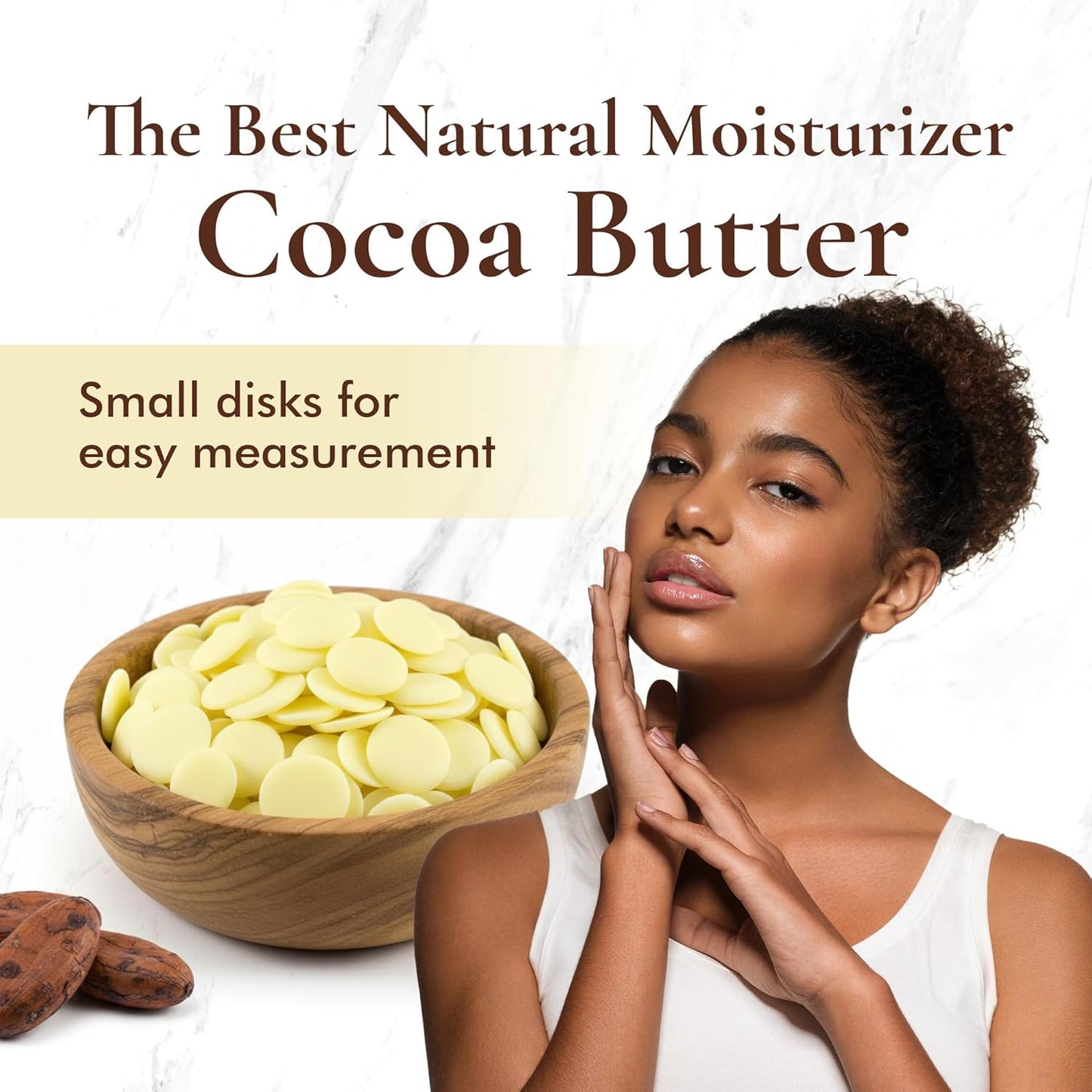 Raw Cocoa Butter Wafers - 100% Pure, Vegan & Non-GMO - Easy Measurement Disks | 16 oz.