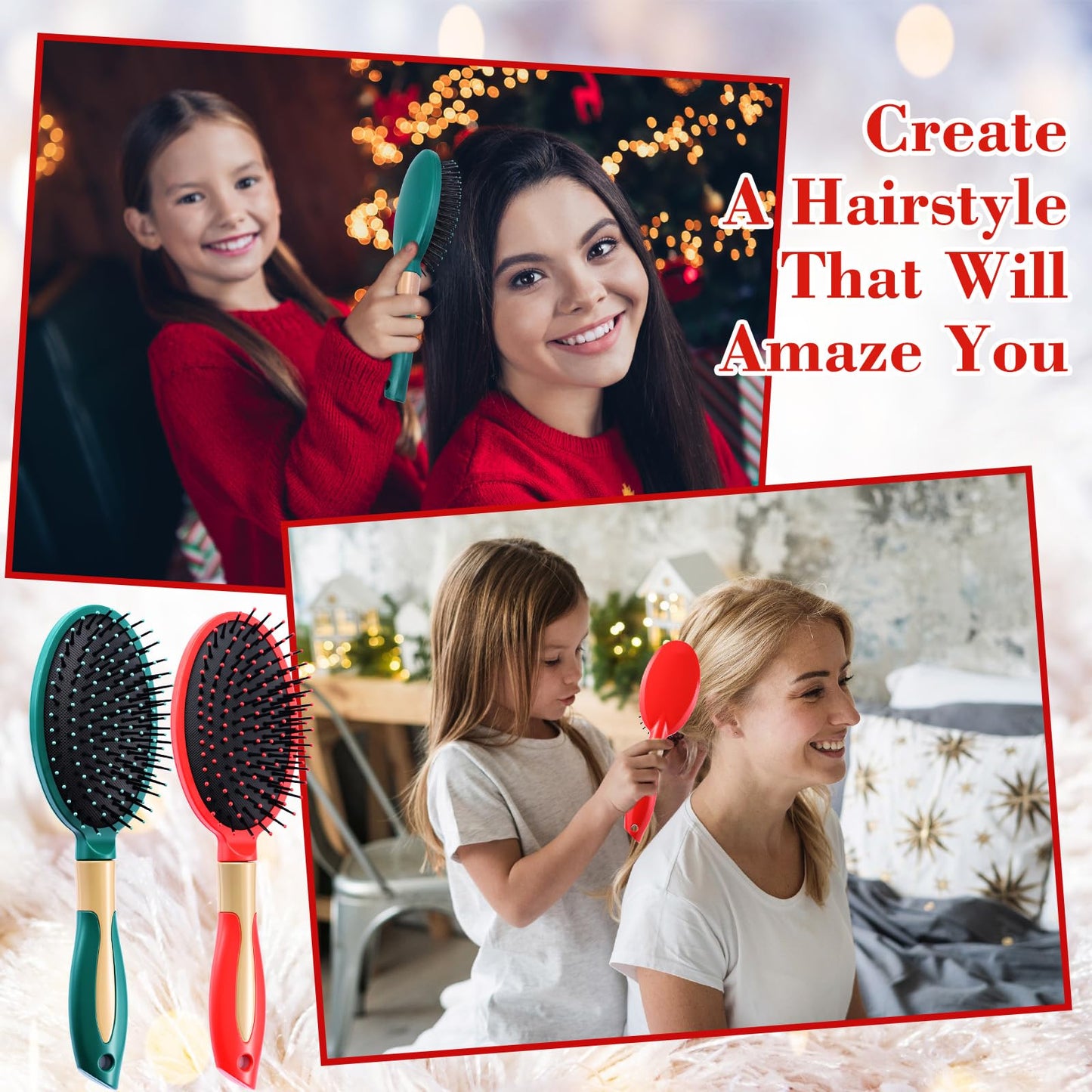Zubebe 28 Pcs Hair Brush Bulk Travel Detangling Red and Green Detangler Brush with Soft Bristles for Women Gift Bulk