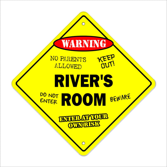River's Room Sign Crossing Zone Xing | Indoor/Outdoor | 12" Tall Kids Bedroom Decor Door Children's Name boy Girl