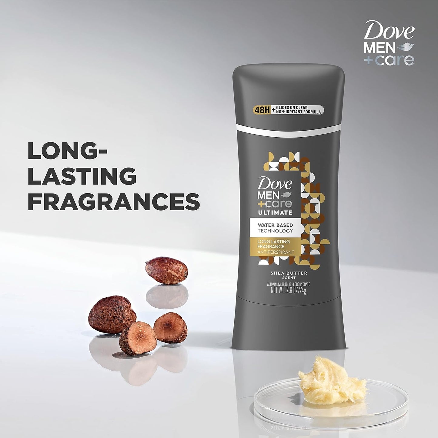 Dove Men + Care Antiperspirant Stick | 48-Hour Sweat Protection with Shea Butter - 2 Count, 2.6 oz