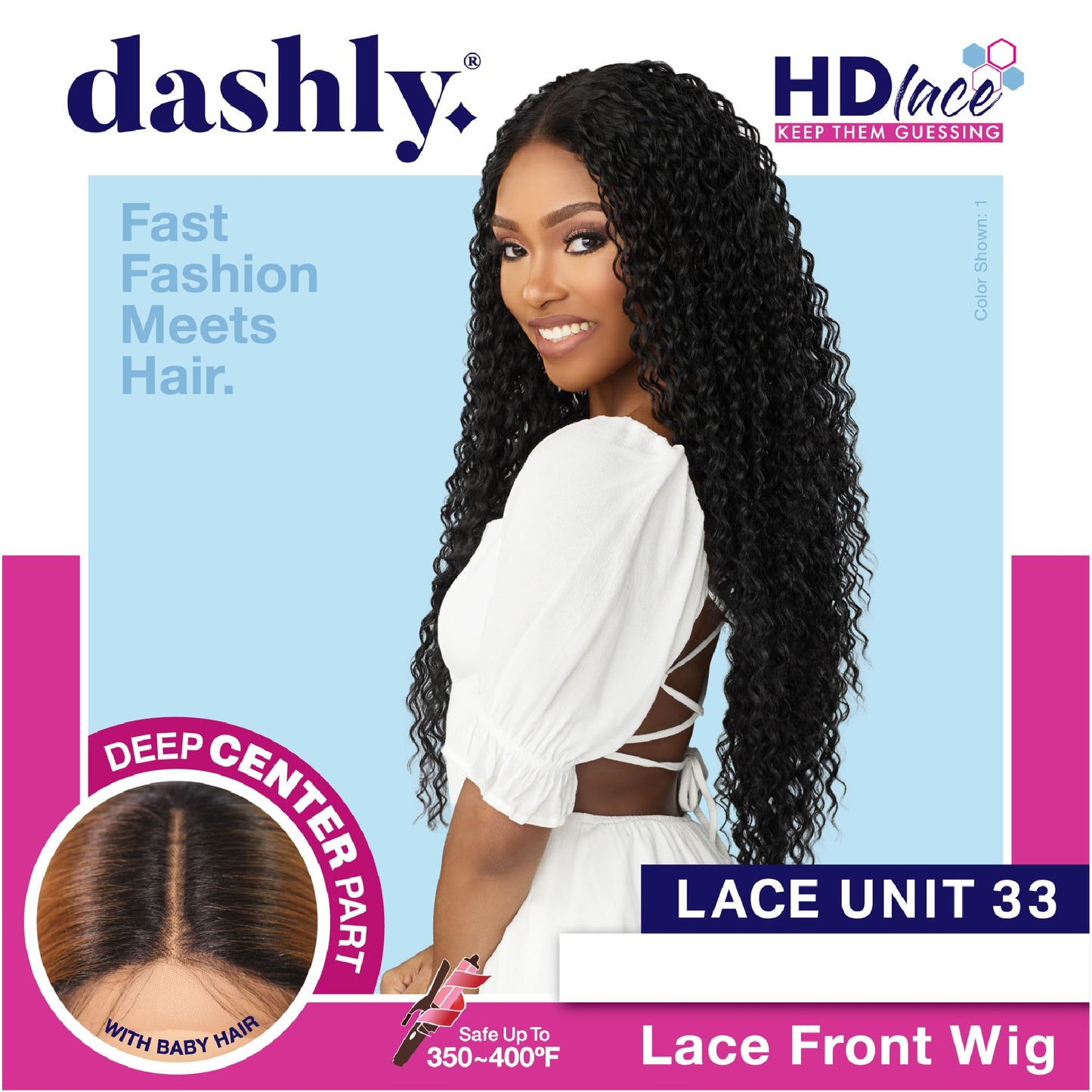 Sensationnel Dashly Wig - Unit 33 Non Lace Cap Ready to Wear Ear to Ear Lacepart Synthetic (1 JETBLACK)