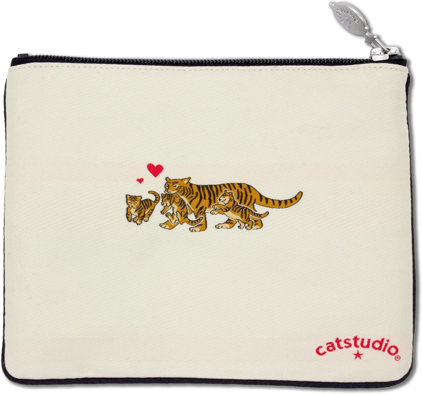 Catstudio Zipper Pouch - Embroidered Mom Design | Travel Toiletry Bag & Purse Organizer