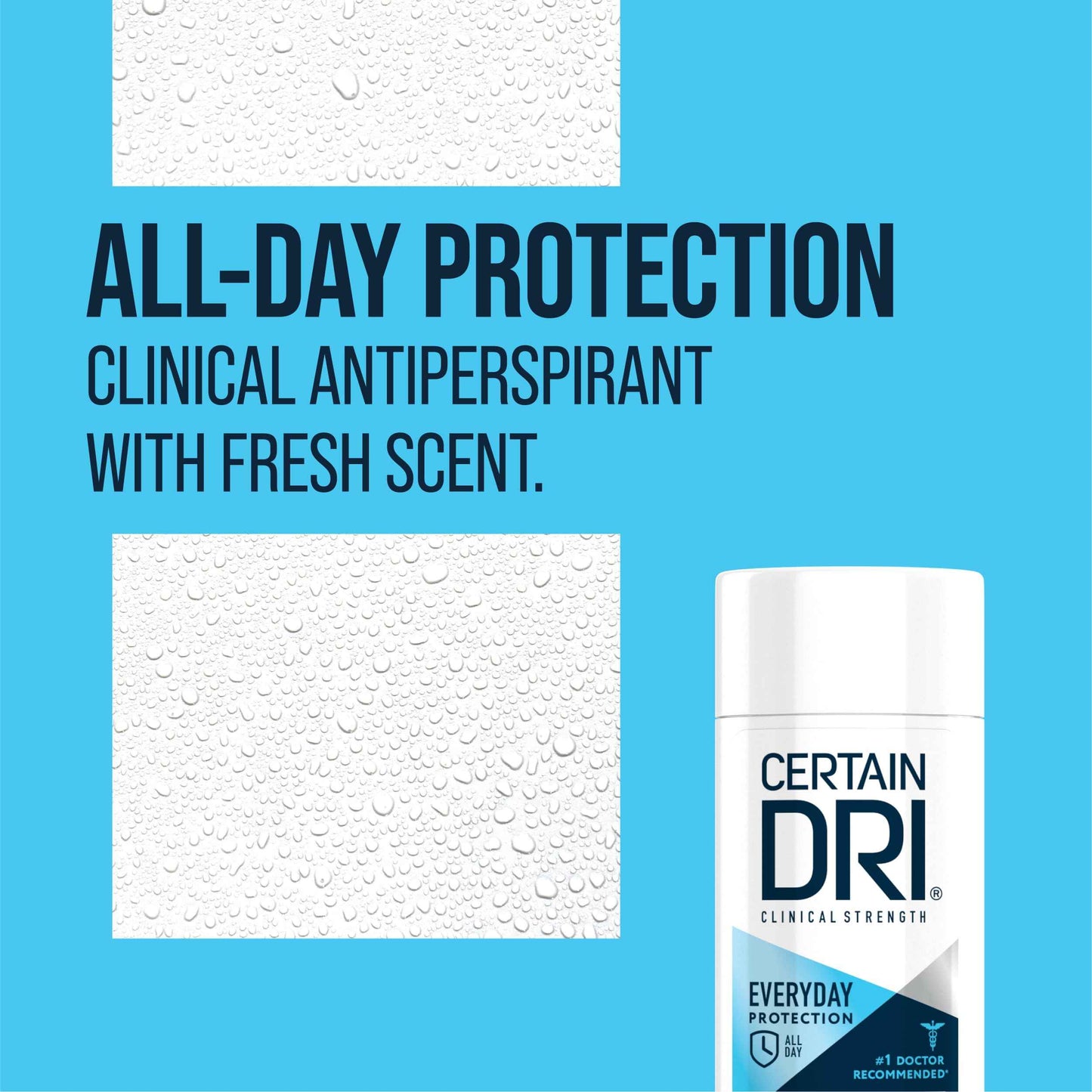Certain Dri Everyday-Strength Clinical Solid Antiperspirant - 72-Hour Sweat & Odor Protection for Men & Women - Hyperhidrosis Treatment - Fresh Scent - #1 Doctor-Recommended - 2.6 oz - (Pack of 3)