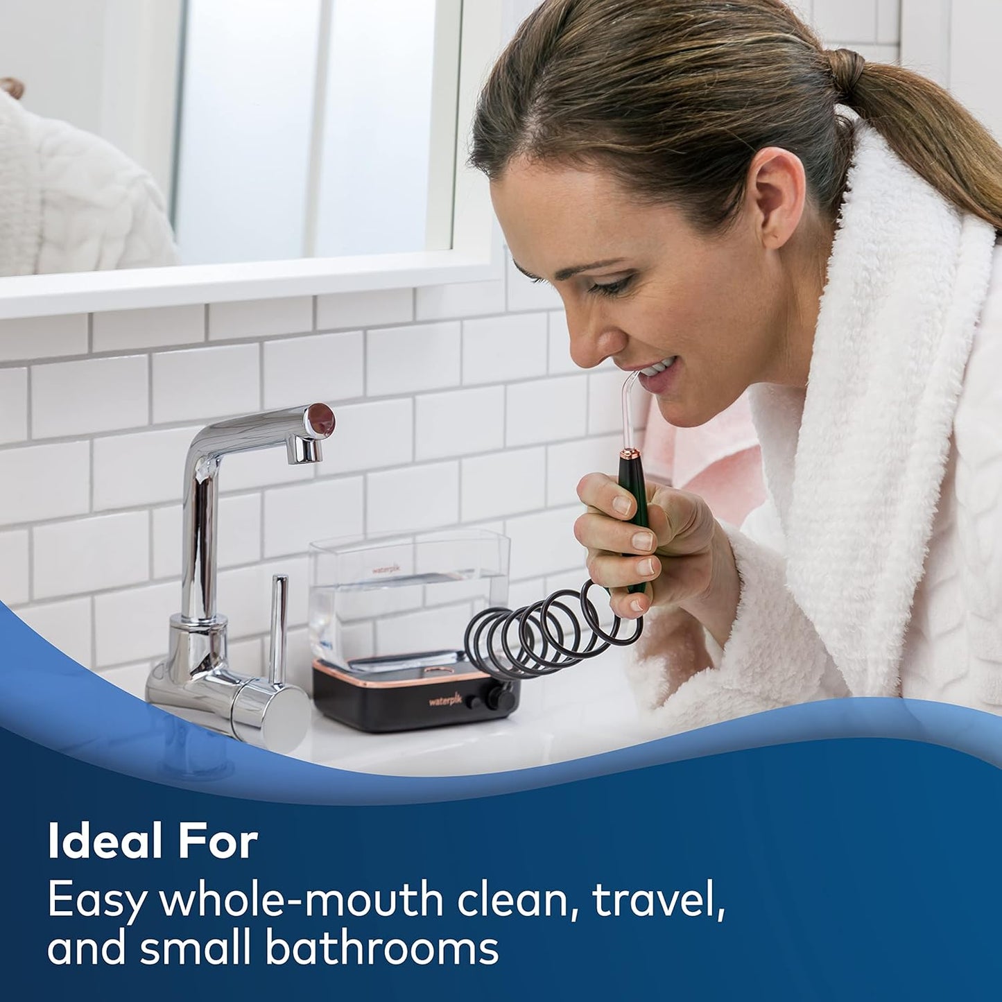 Waterpik Portable Water Flosser - Travel-Friendly Design, ADA Accepted | Black/Copper WF-04
