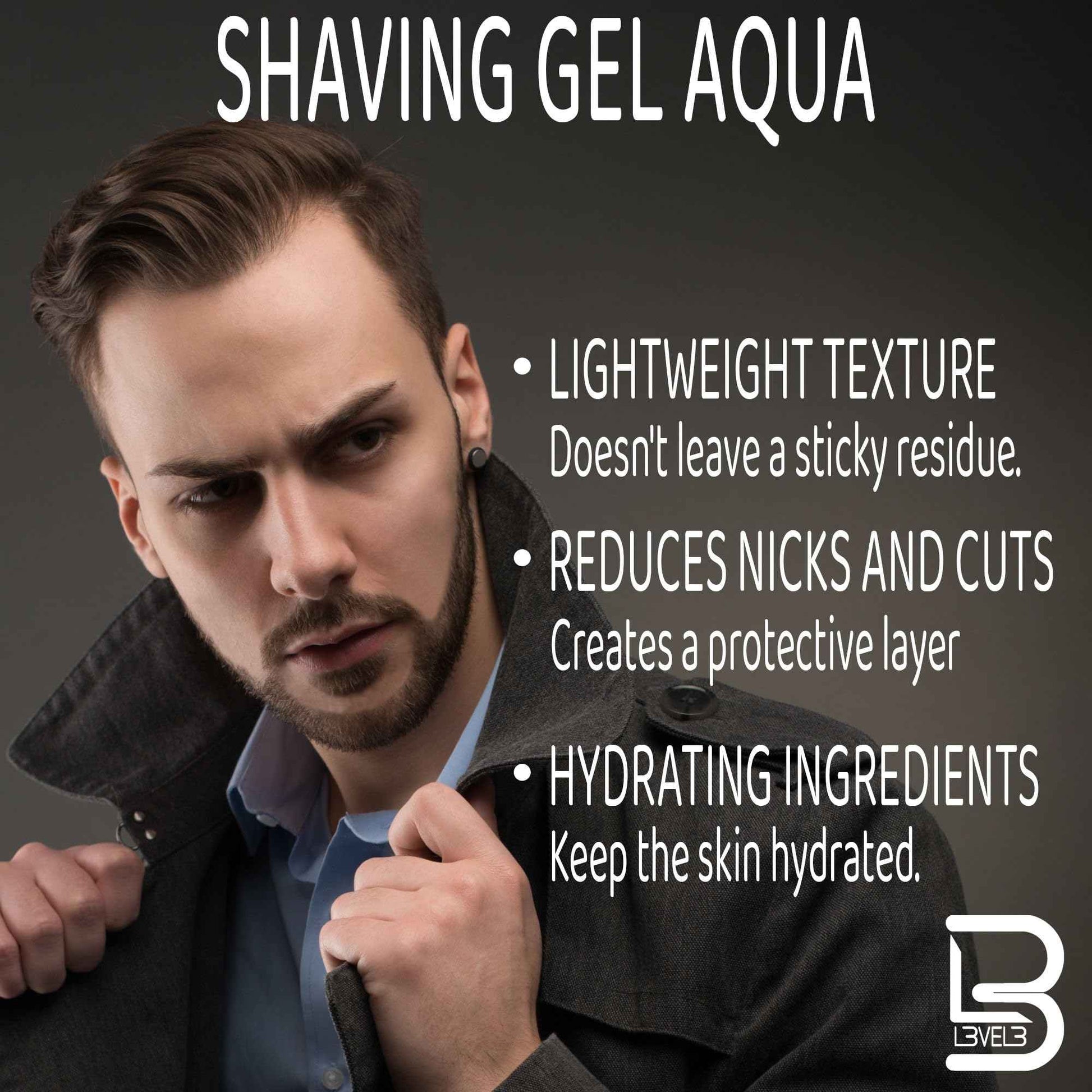 L3 - Level 3 Shaving Gel - Straight Razor Shave Gel - Non-Irritating - Refreshing Smell - No Hot Towel Necessary - Level Three Razor Gel (Aqua - Large)