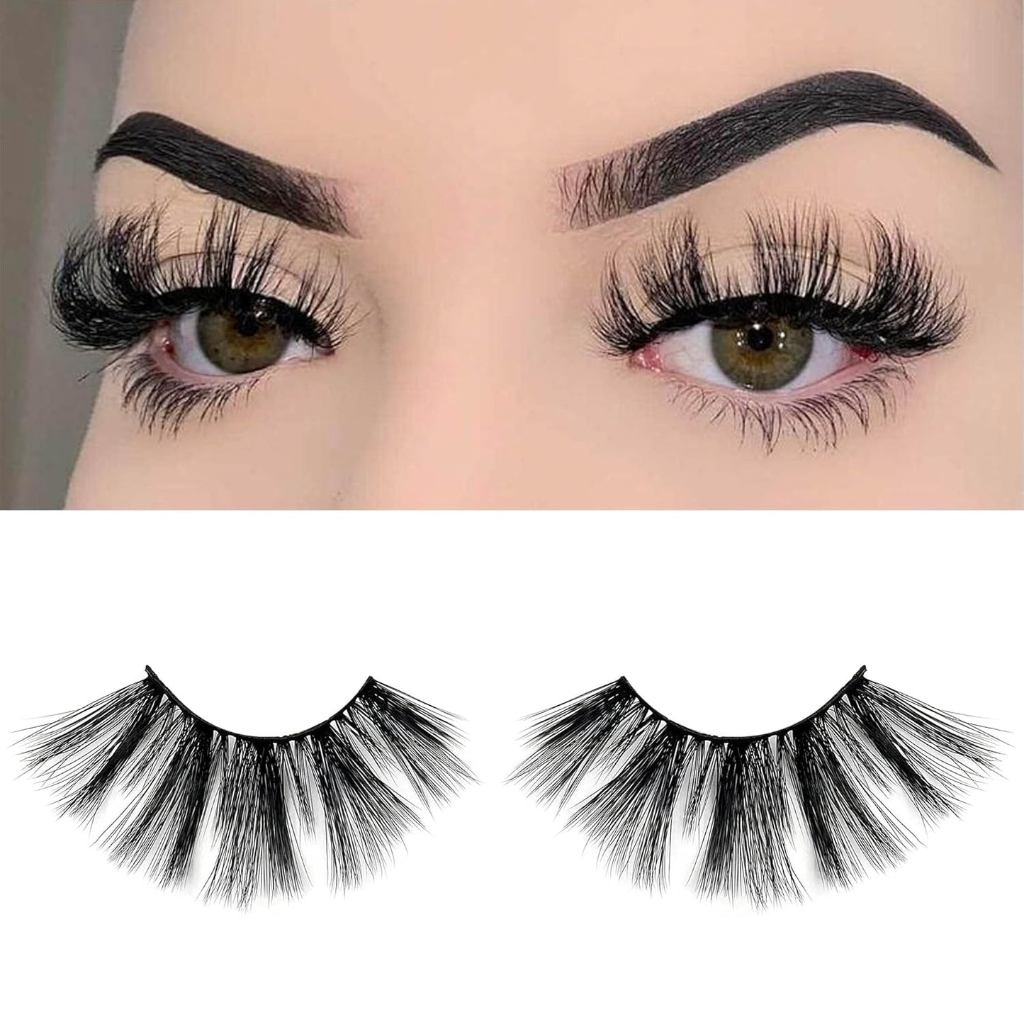 MIKIWI 25mm Lashes, Dramatic 6D Faux Mink Lashes, Fluffy Volume Eyelashes, Thick Crossed Lashes, Long Faux 25mm Mink Lashes (6D4-05)