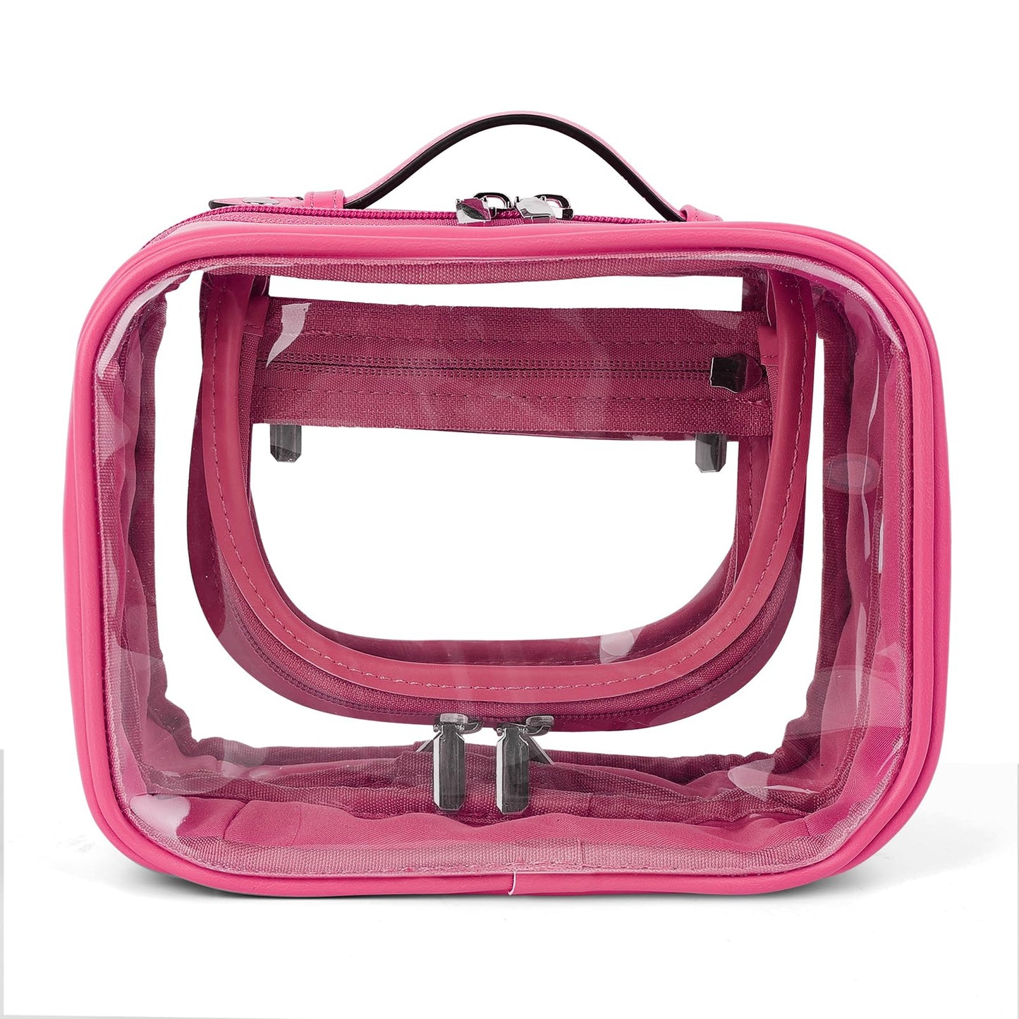 Lychii TSA Approved Toiletry Bag, Clear Travel Bag for Liquids Toiletries, Makeup Cosmetic Bag Organizer, Carry on Travel Accessories Essentials, Rose Red