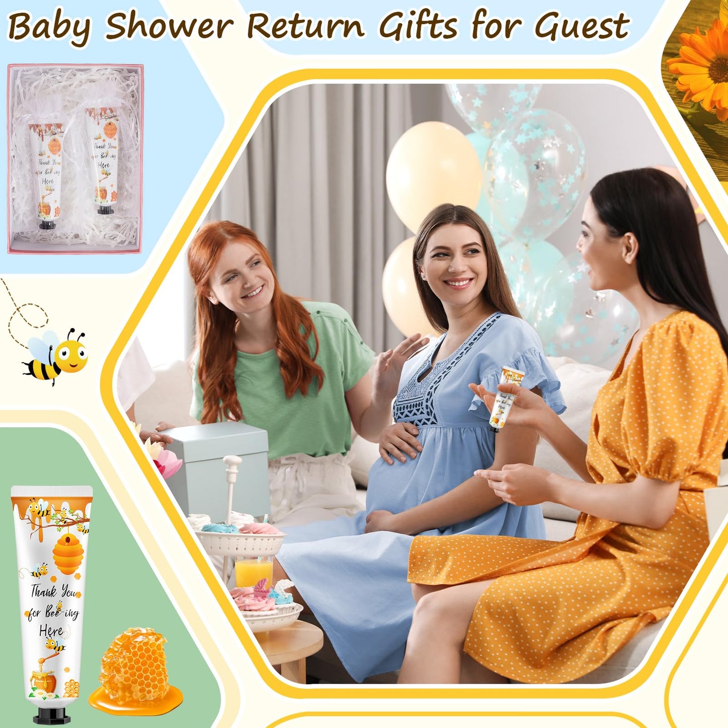 Swiffen 48 Sets Honey Baby Shower Hand Cream Gifts Bulk for Guest a Little Honey Is on The Way Mini Travel Hand Lotion for Gender Reveal Bee Themed Baby Shower Birthday Party Supplies Prizes Souvenirs