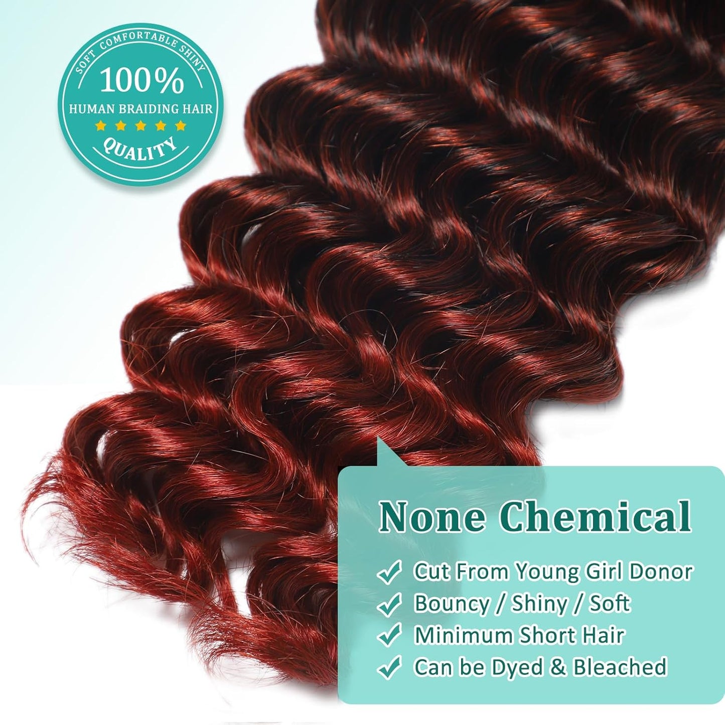 Ombre Human Braiding Hair - 14 Inch Deep Wave Bulk for Knotless Bohemian Braids | 3 Bundles T1B/350