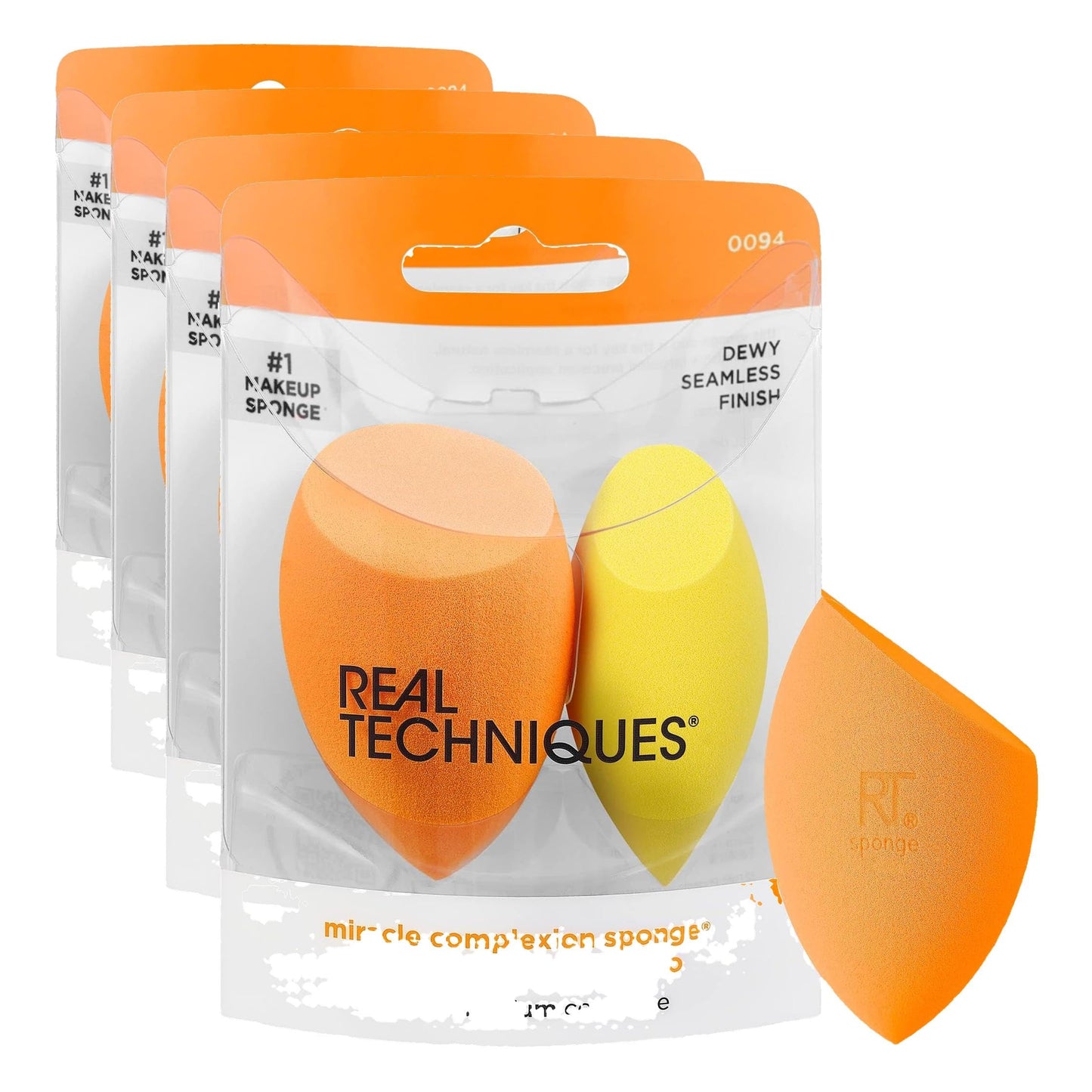 Real Techniques Miracle Complexion Sponge + Concealer Sponge Duo, Makeup Blending Sponges For Foundation & Concealer, Offers Light To Medium Coverage, Natural, Dewy Makeup, Latex-Free Foam 2 Count