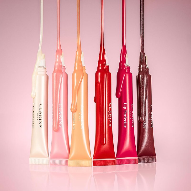 Clarins Lip Perfector - Peptide Plumping Hydrating Lip Gloss | Non-Sticky Shine, Sheer Shimmer Finish | 0.35 Ounces