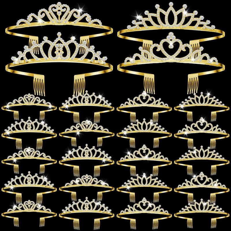 Crystal Tiara Crowns - 24 Pcs Rhinestone Headbands for Women | Perfect for Pageants, Weddings, and Parties