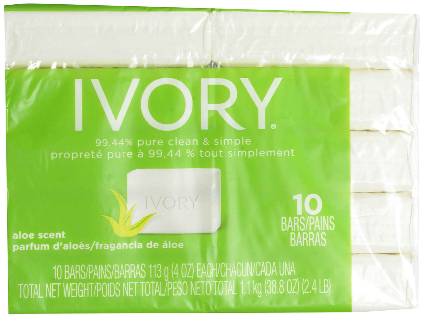 Ivory Aloe 10-Count: Bath Size Bars 4 Oz Packaging may Vary