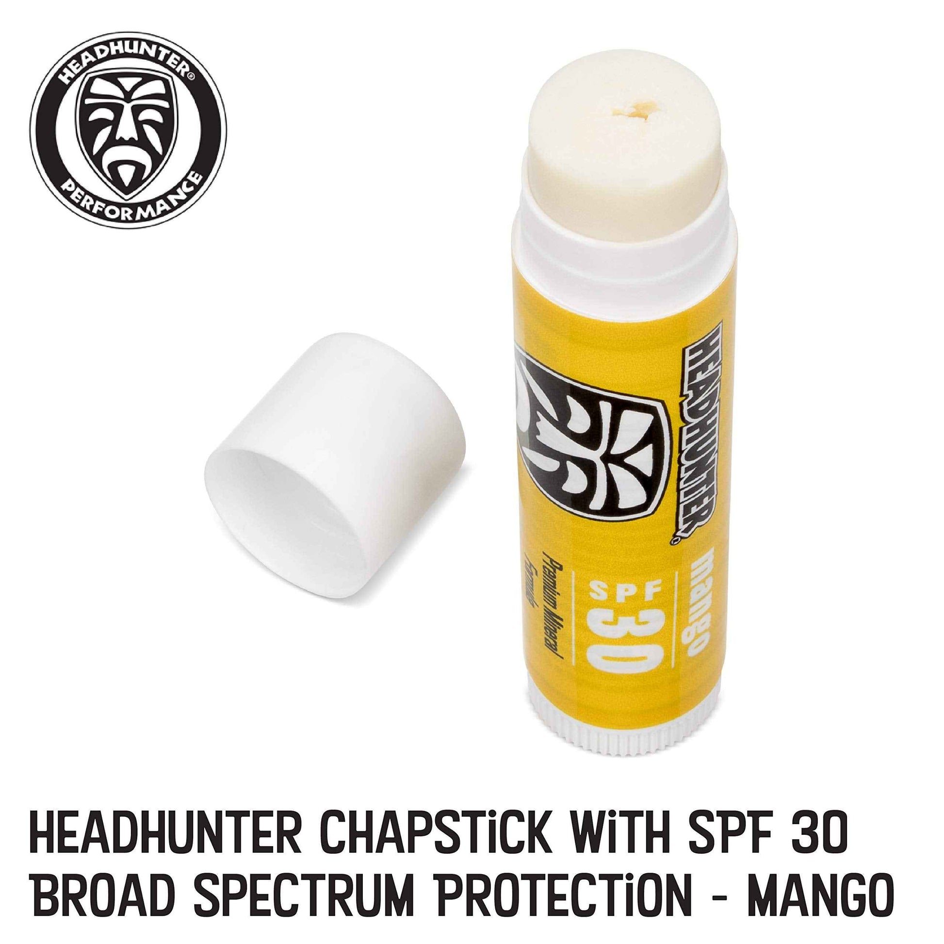 Headhunter Mango Sport Chapstick Sunscreen SPF 30, Natural Mineral Lip Balm For Sun Protection, Waterproof Lip Sunscreen For Ultra Sport Protection and Solar Defense, Reef Safe Sunblock Chap Stick (6 Pack)