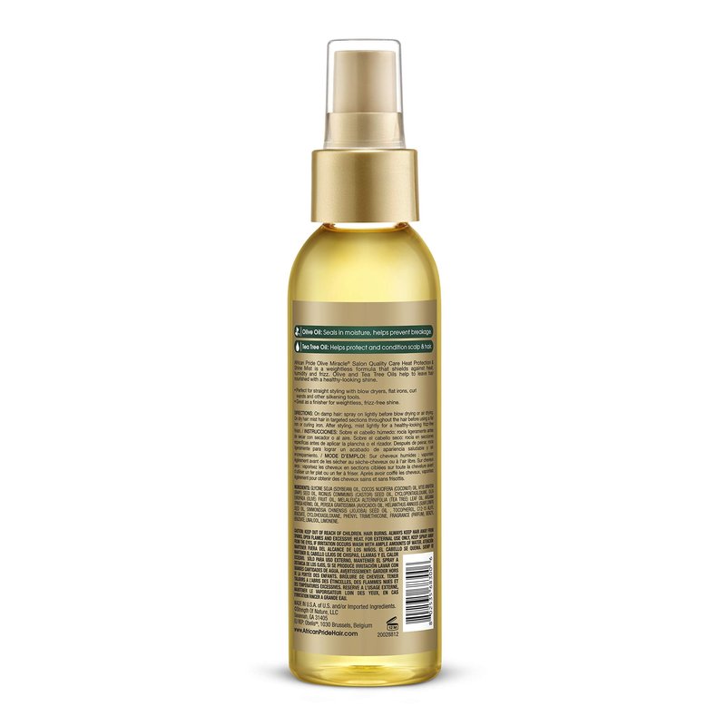 African Pride Olive Miracle Weightless Heat Protection & Hair Shine Mist (3 Pack), Fights Humidity & Shields Against Heat Damage, Enriched with Olive & Tea Tree Oils, 4 oz