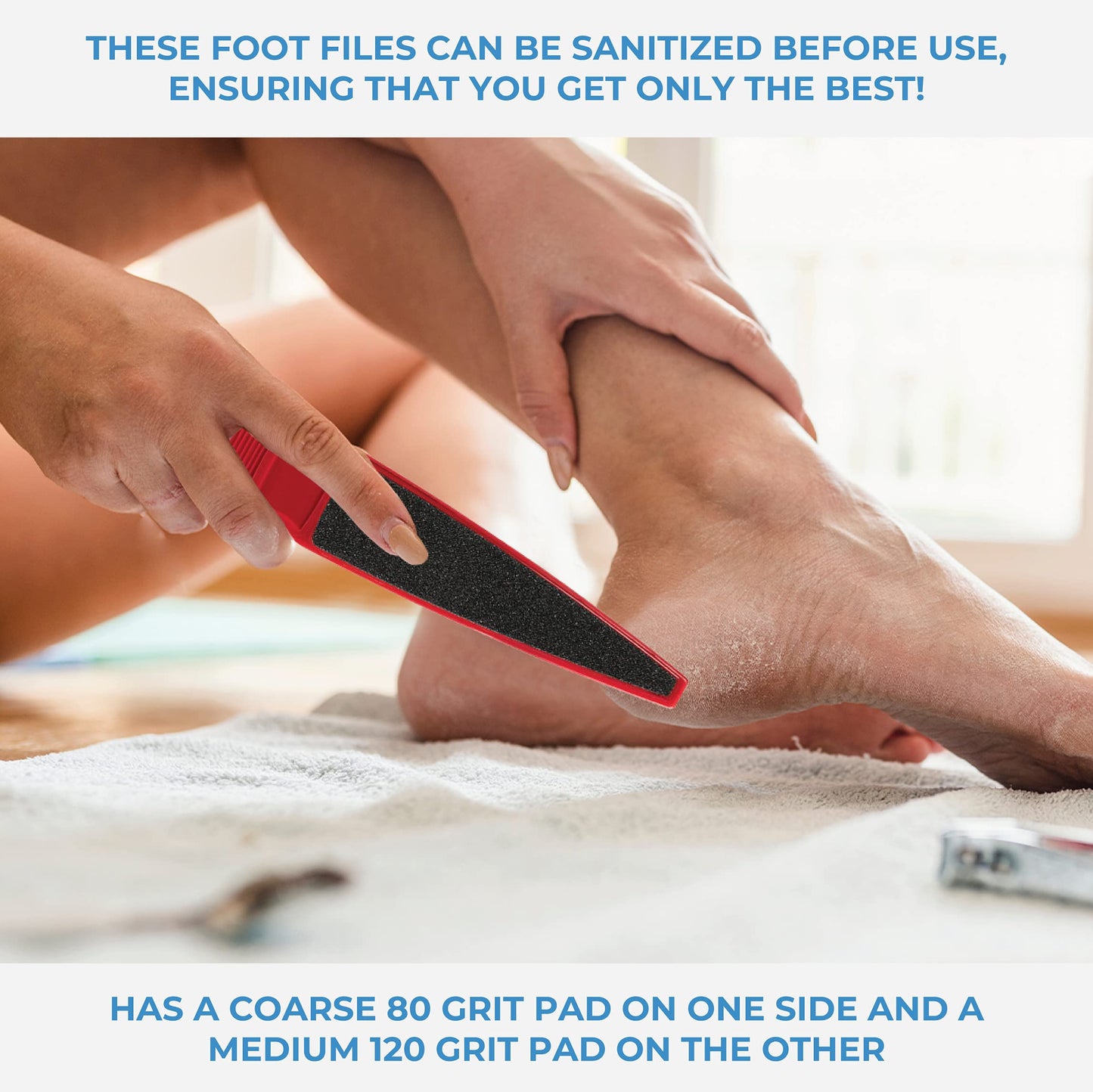 ForPro Professional Collection Pedicure Paddle Foot File, Double-Sided Foot File for Heels, Disposable & Sanitizable, 80/120 Grit, Red, Pack of 12