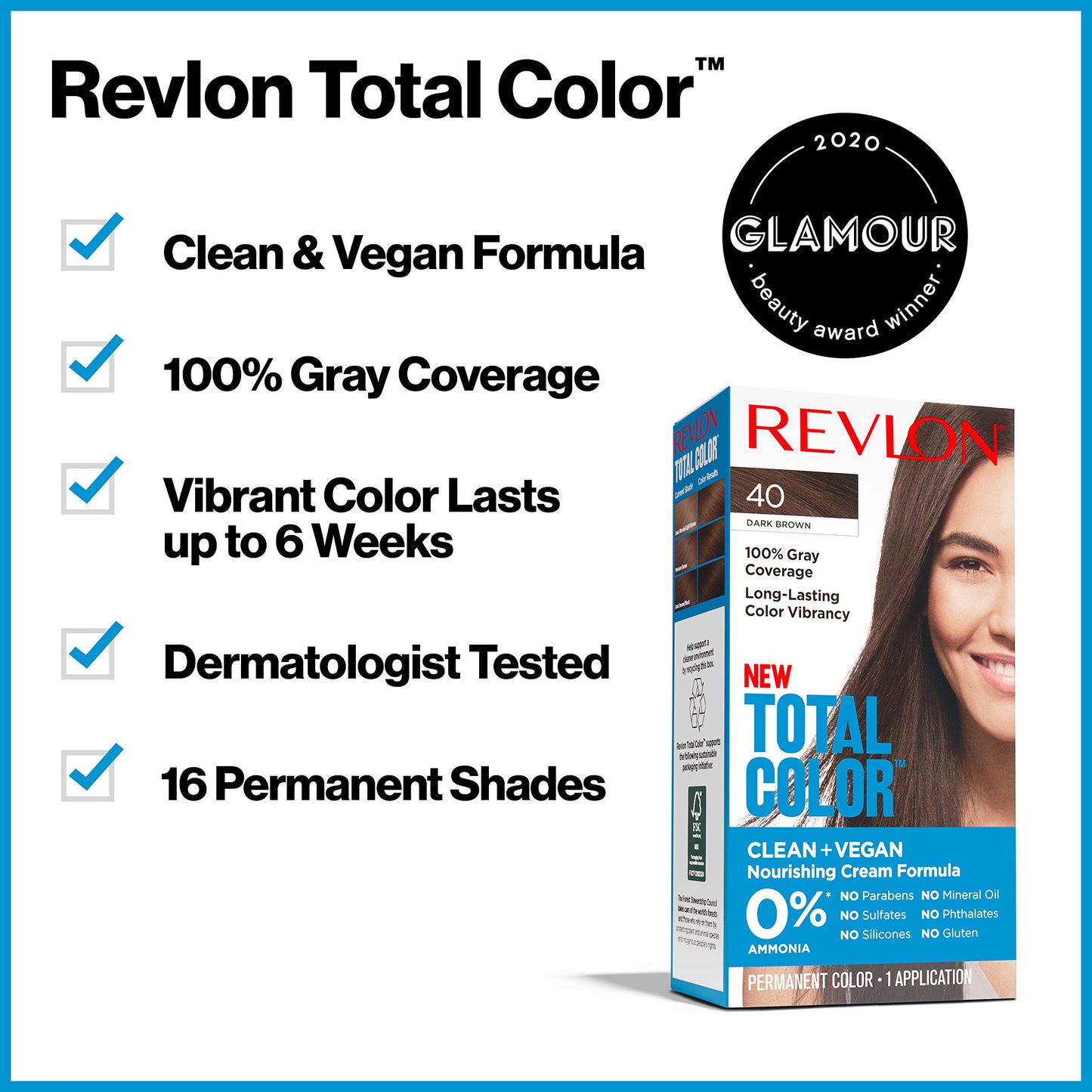 Revlon Total Color Permanent Hair Color, Clean and Vegan, 100% Gray Coverage Hair Dye, 51 Medium Ash Brown, 3.5 oz