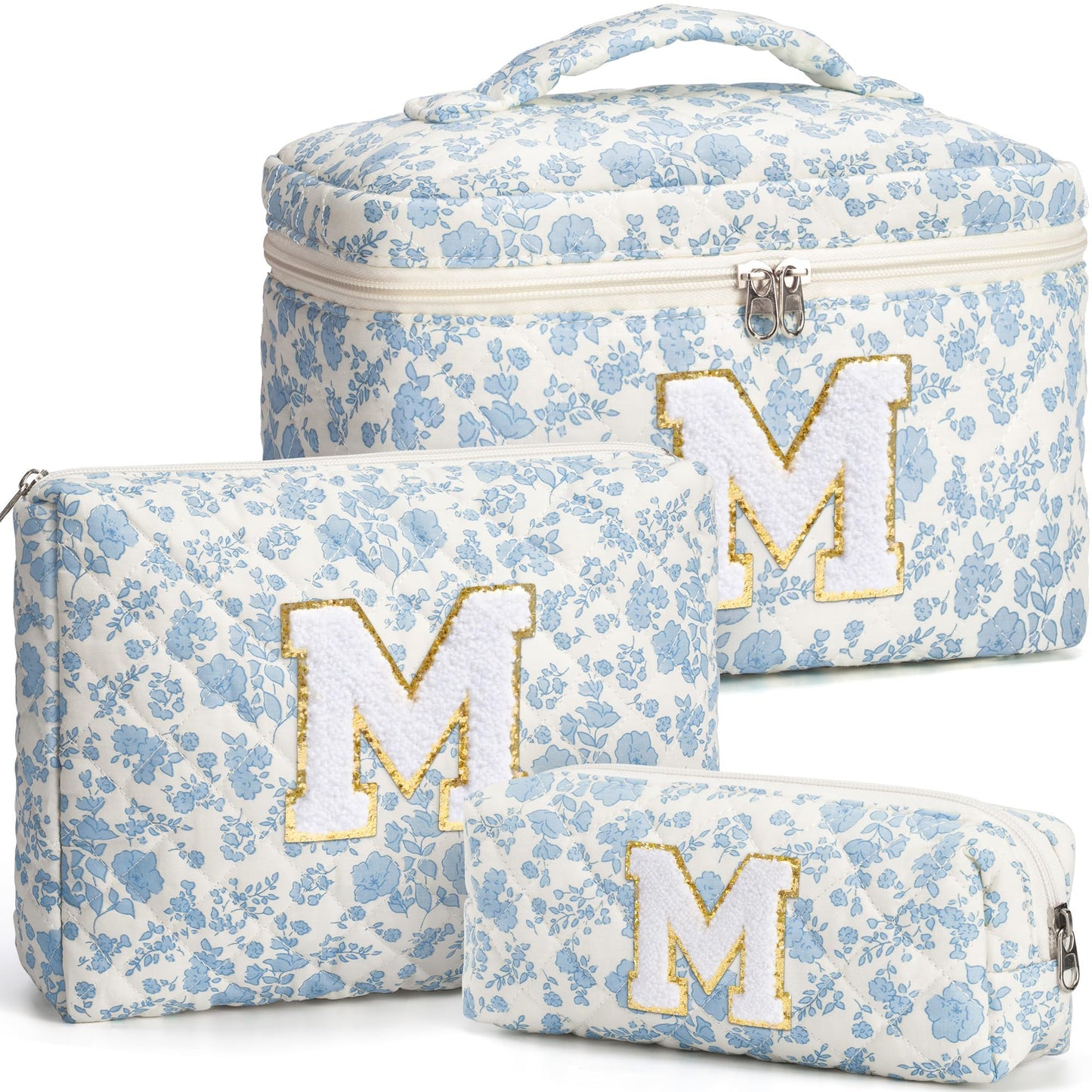 Birthday Gifts for Teen Girl Women, Personalized Initial Makeup Bag Quilted Cosmetic Bag Make Up Bags Travel Toiletry Bags Teen Girl Gifts Trendy Stuff Mothers Day Gift for Wife Mom Daughter Friends