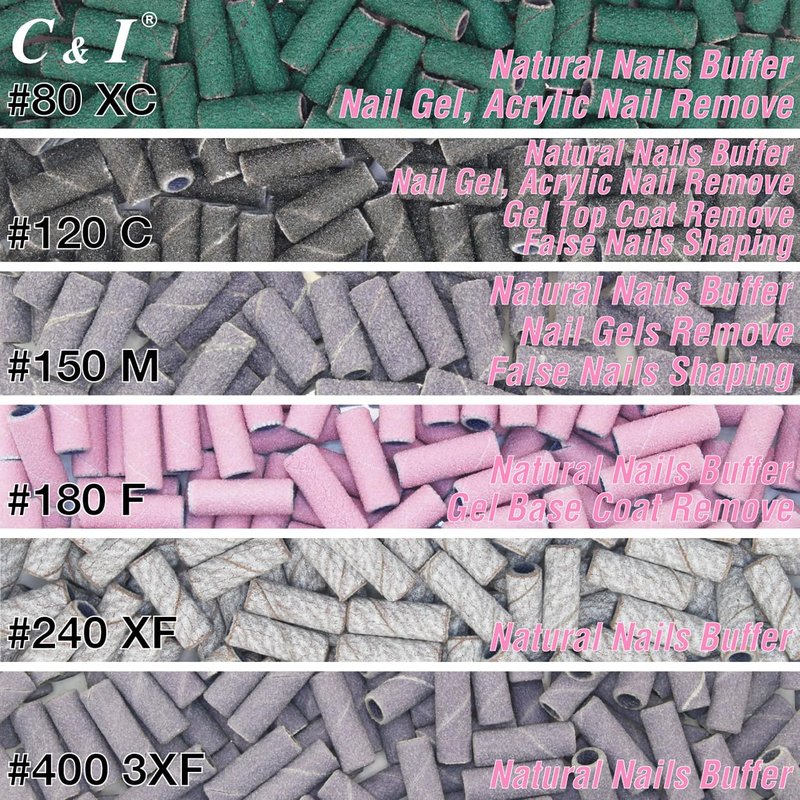 Nail Drill Bit Set - 200 Pcs Small Sanding Bands & Slim Mandrel | 240 Extra Fine White for Acrylic & Gel Nail Care