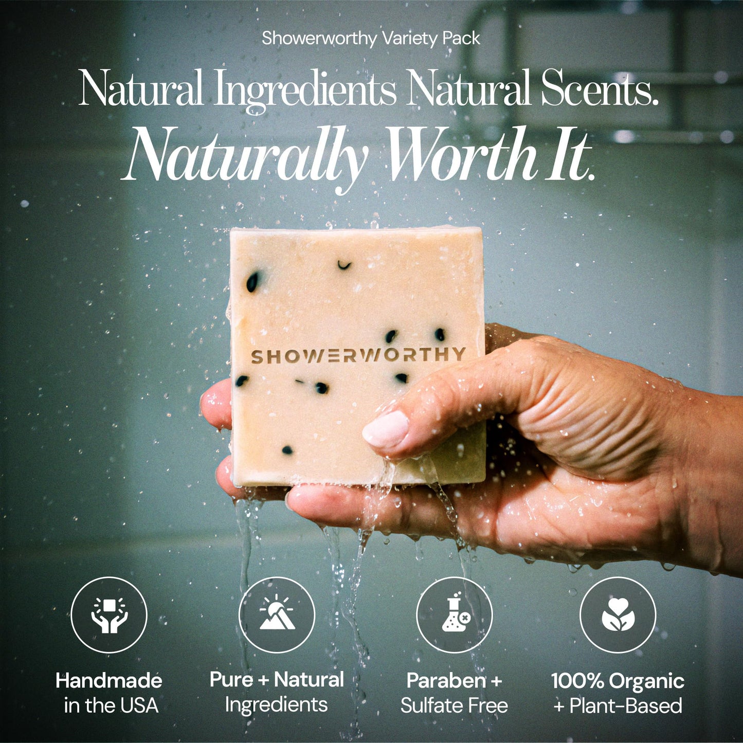 Showerworthy Organic Bar Soap 8-Pack: Natural Cold Process