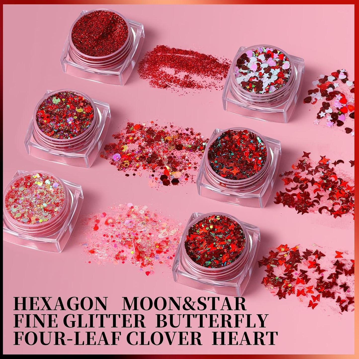 Teenitor Face Glitter Body Glitter, Clear White Body Glitter Gel, Hair Glitter Gel, 6 Shapes Rave Glitter, Mermaid Sequins Makeup Glitters Face Paint, Chunky Sparkling Glitter Gel for Women