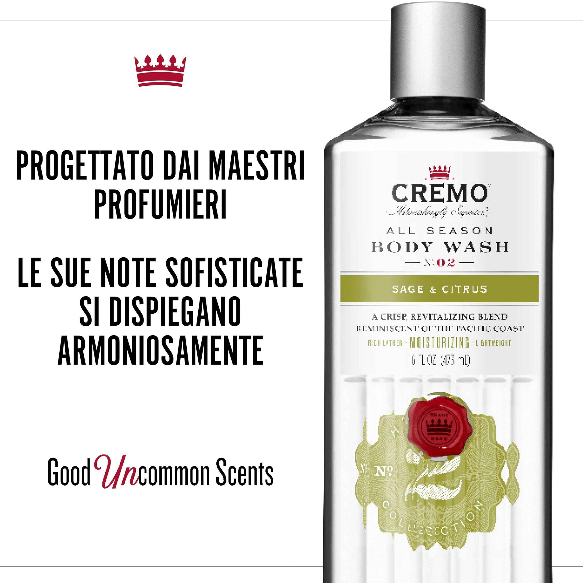 Cremo Men's Body Wash Bundle with Blue Cedar & Cypress and Sage & Citrus Scents, 2 x 16 Fl Oz