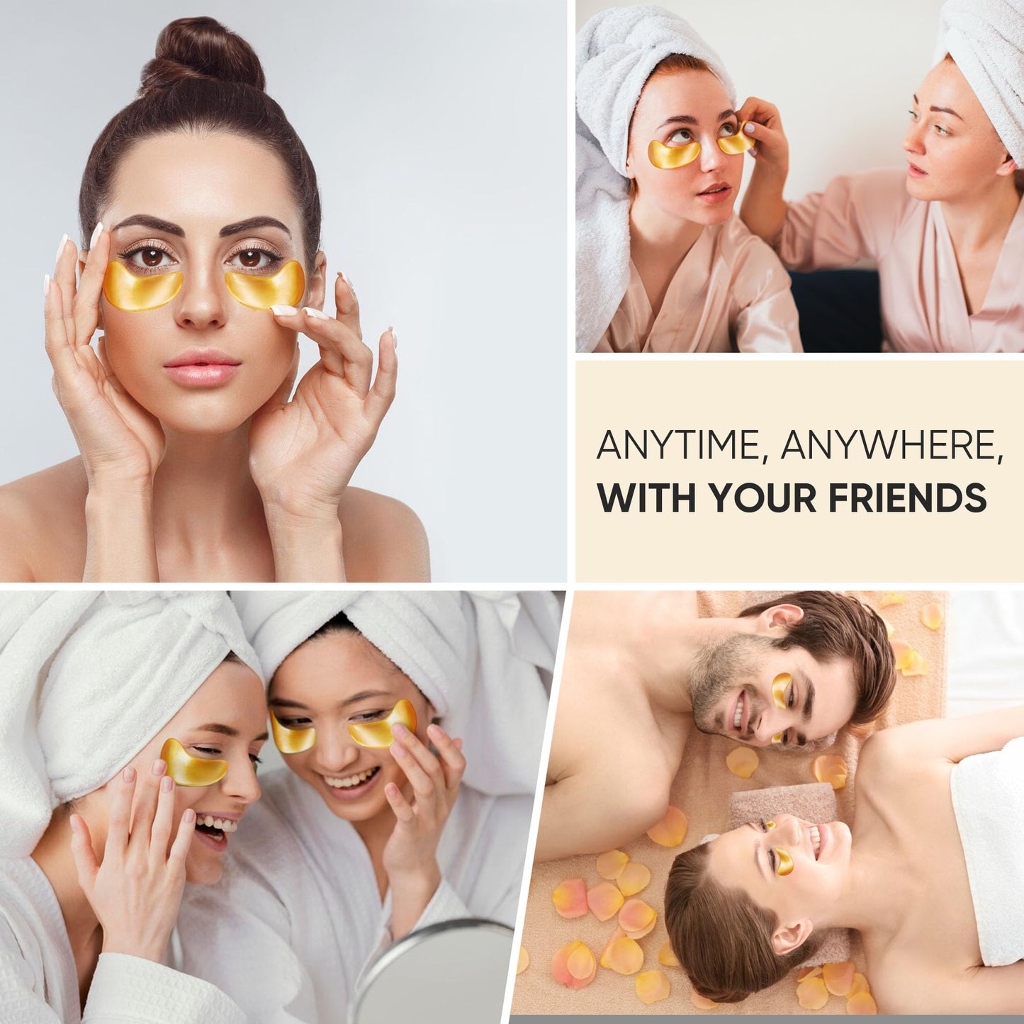 Bukamkom 200Pcs/100 Pair Under Eye Patches Gold for Dark Circles, Puffy Eyes, and Wrinkles, 24K Gold Eye Mask for Face, Eye Cream for Men and Women