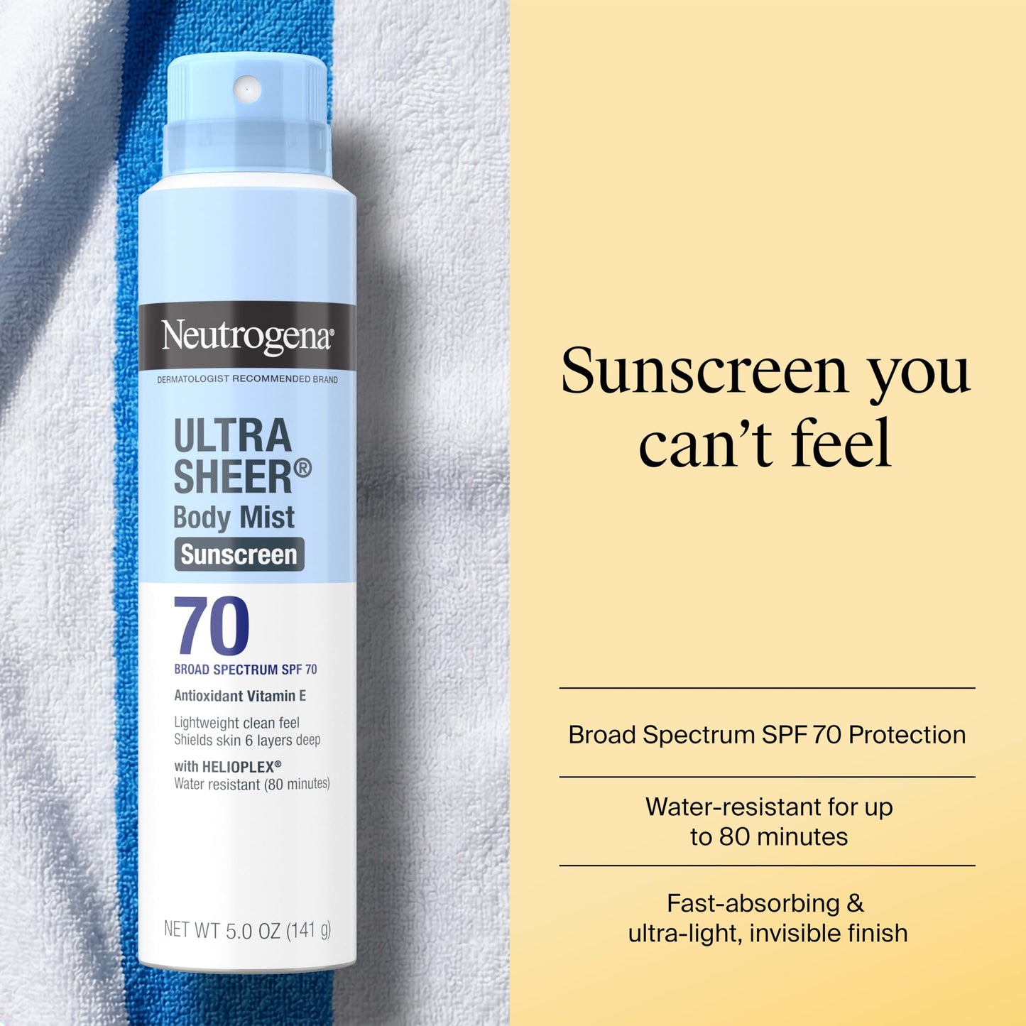 Neutrogena Ultra Sheer Dry Touch Sunscreen Spray, SPF 70, 3 x 5 oz