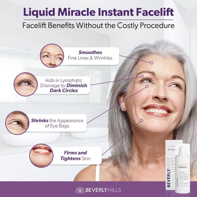 Instant Facelift Eye Serum - Anti-Aging Treatment for Dark Circles, Puffiness & Wrinkles | 30mL (120-Day Supply)
