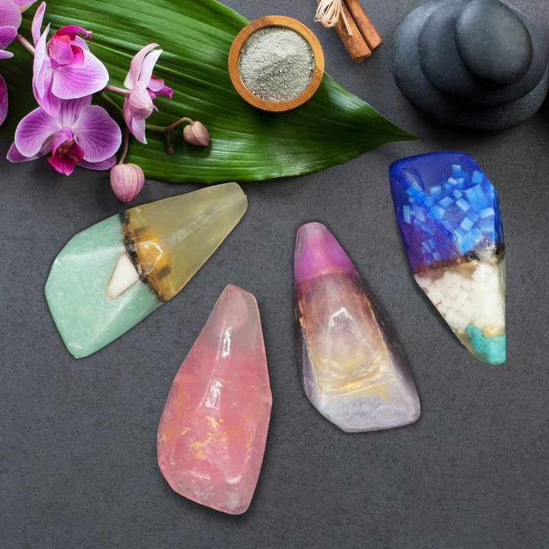Gemstone Soap with Real Crystals - Earth & Home Decorative Crystal Soap | Moisturizing & Scented Gift for Women