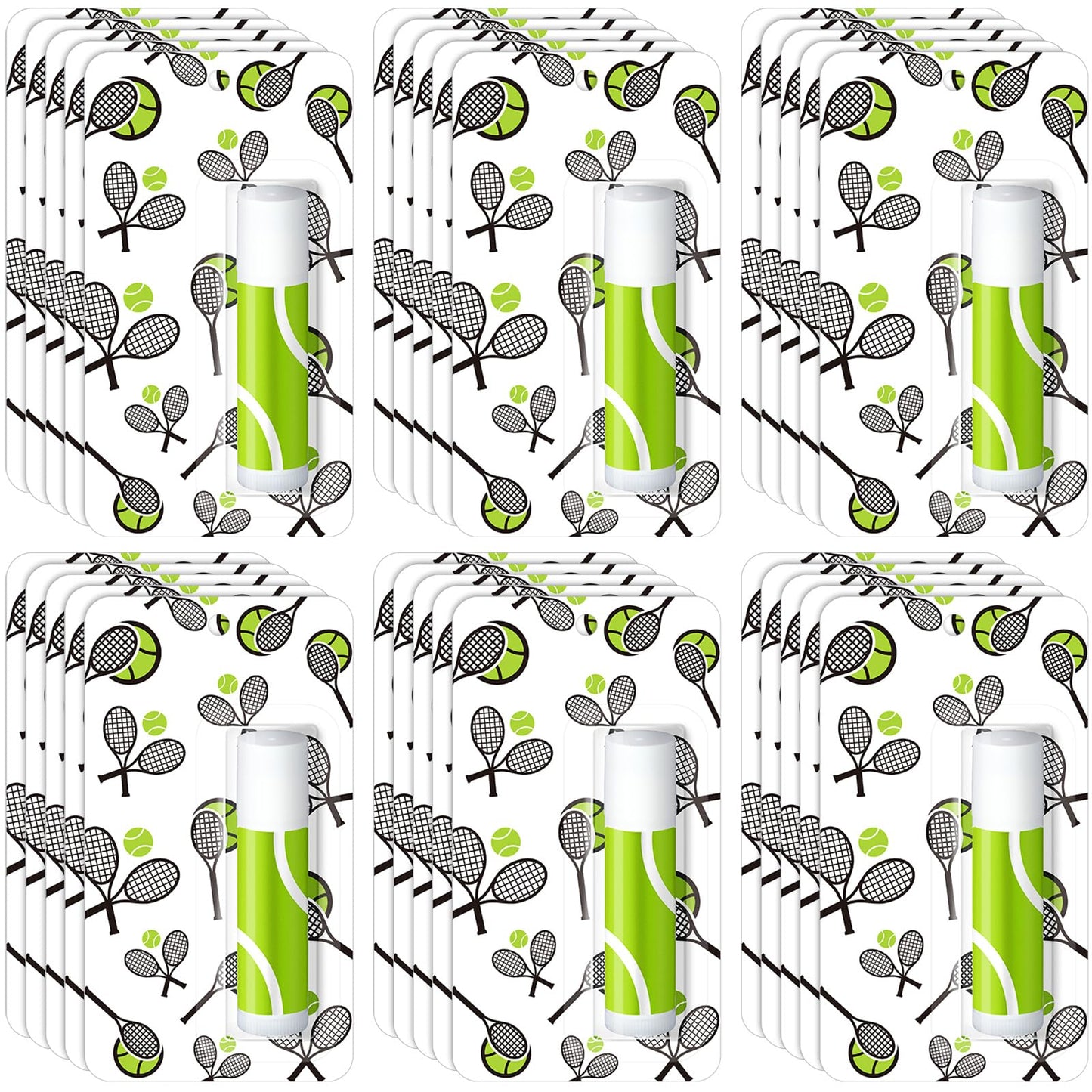 Loopeer 35 Pack Lip Balm Bulk Natural Moisturizing Lipstick Set Party Favors Sports Gift for Team Teen Adults Birthday Party Game Decorations Supplies(Tennis)
