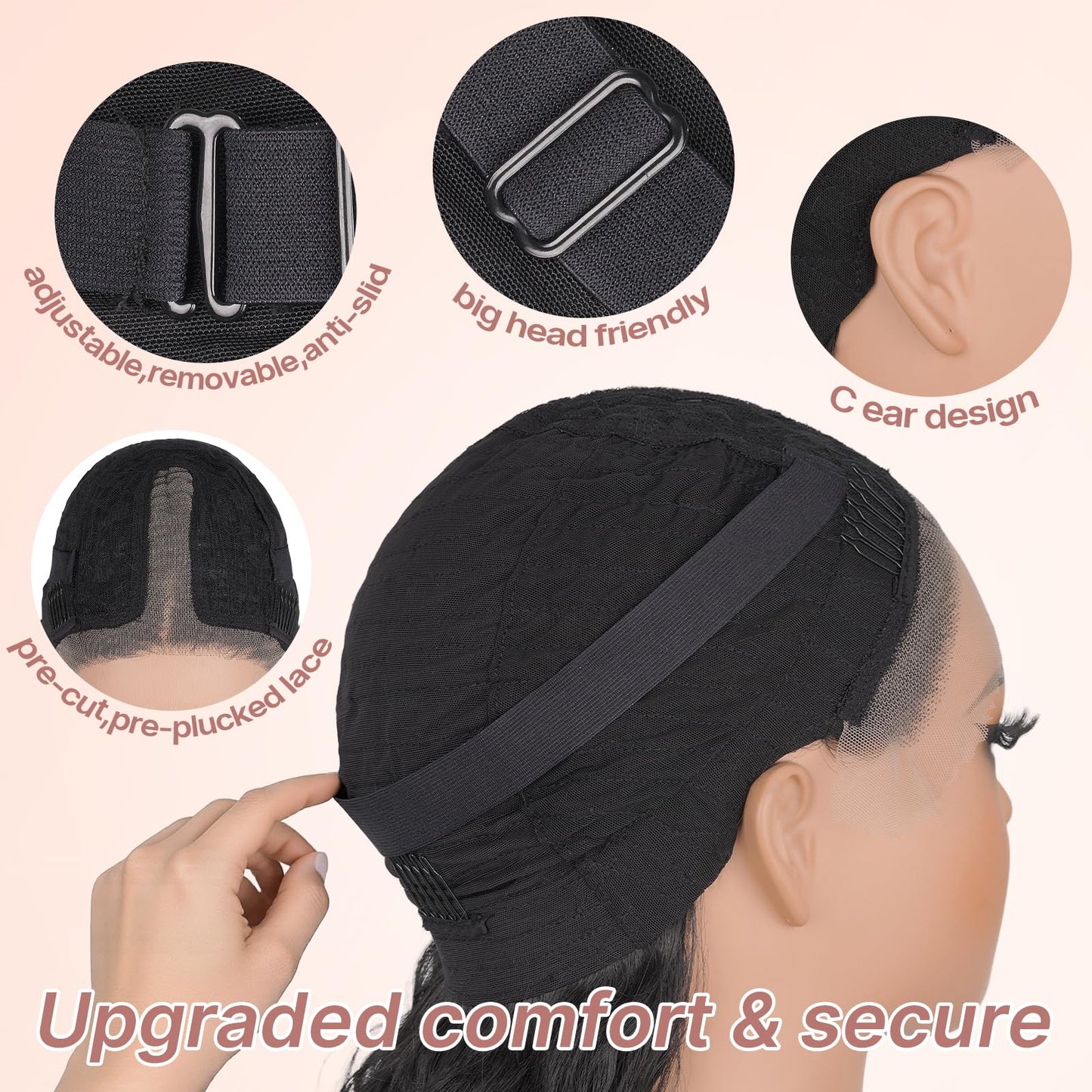 MS.FEEL Long Deep Curly Wig Synthetic Lace Front Wigs Glueless 13x5x1 HD Transparent Lace Wig Pre Plucked Natural Hairline Wavy Wigs for Black Women (#1B Natural Black, 28 Inch)